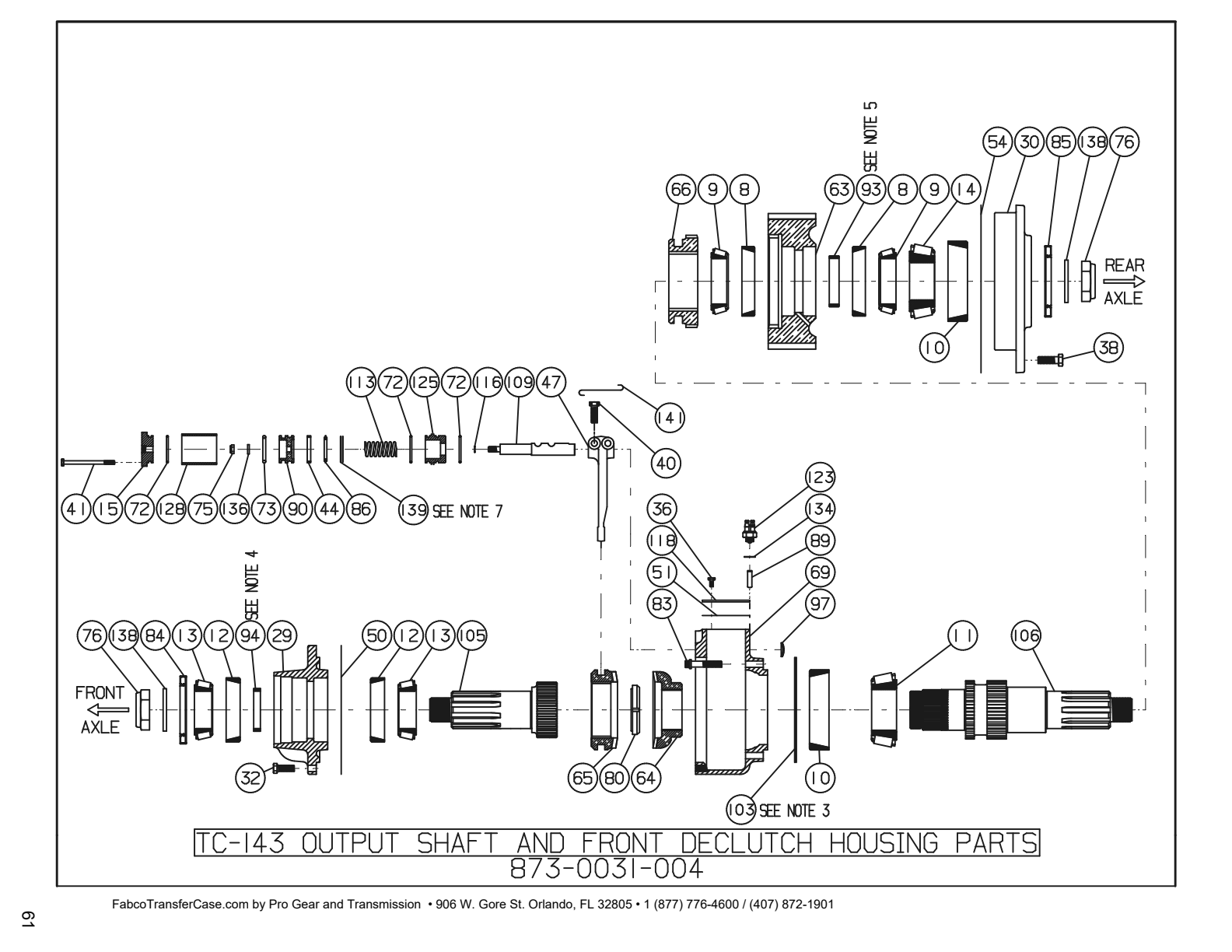 Diagrama de despiece: Lista de partes, Fabco TC-143