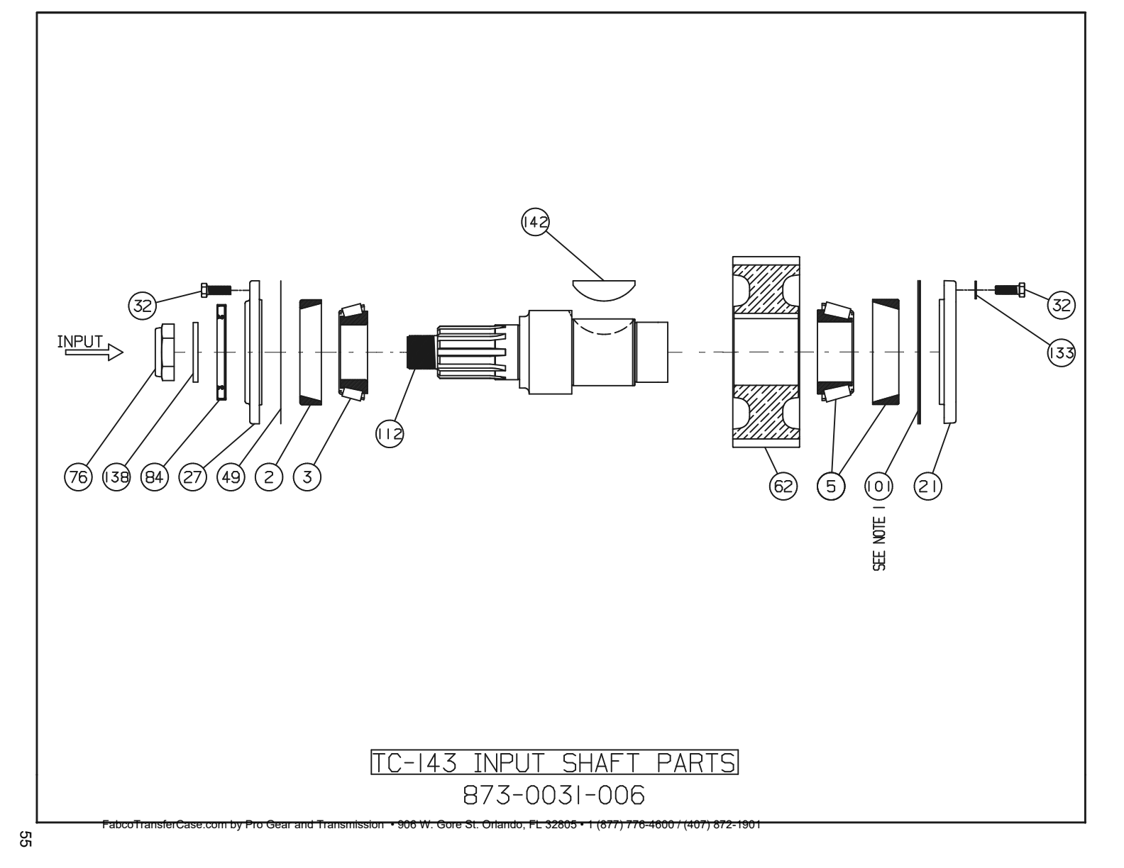 Diagrama de despiece: Lista de partes, Fabco TC-143
