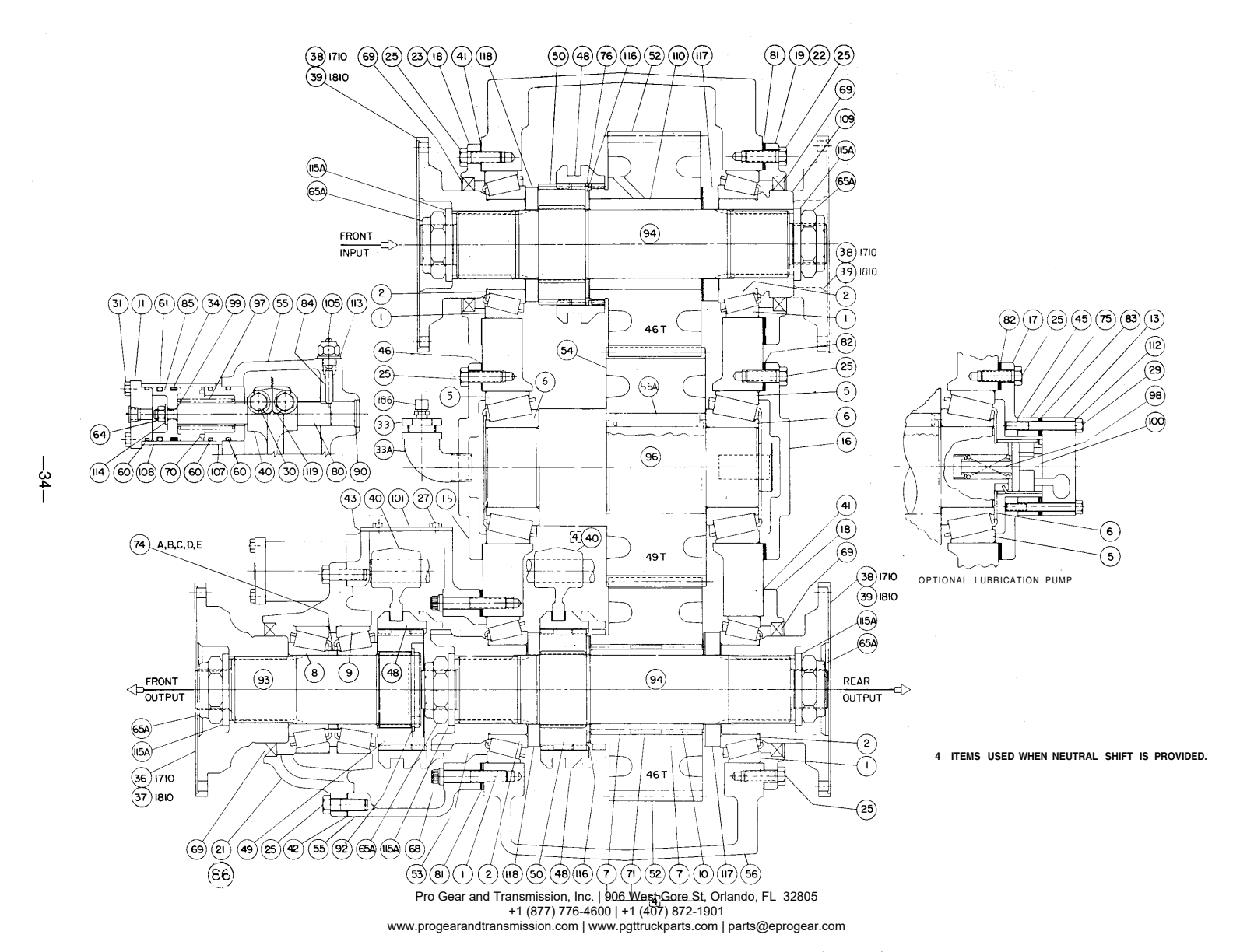 Fabco Transfer Case TC-160 Main Case (Cont .) exploded-view diagram