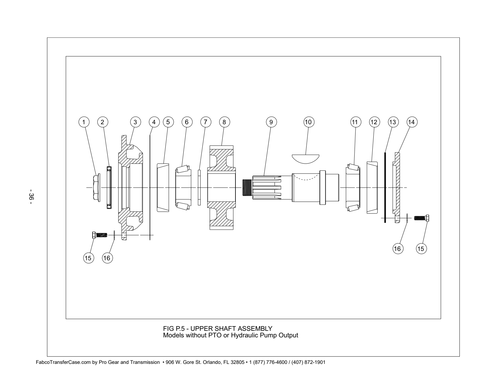 Fabco Transfer Case TC-170 Models With Pto Output. See Fig P .6 exploded-view diagram