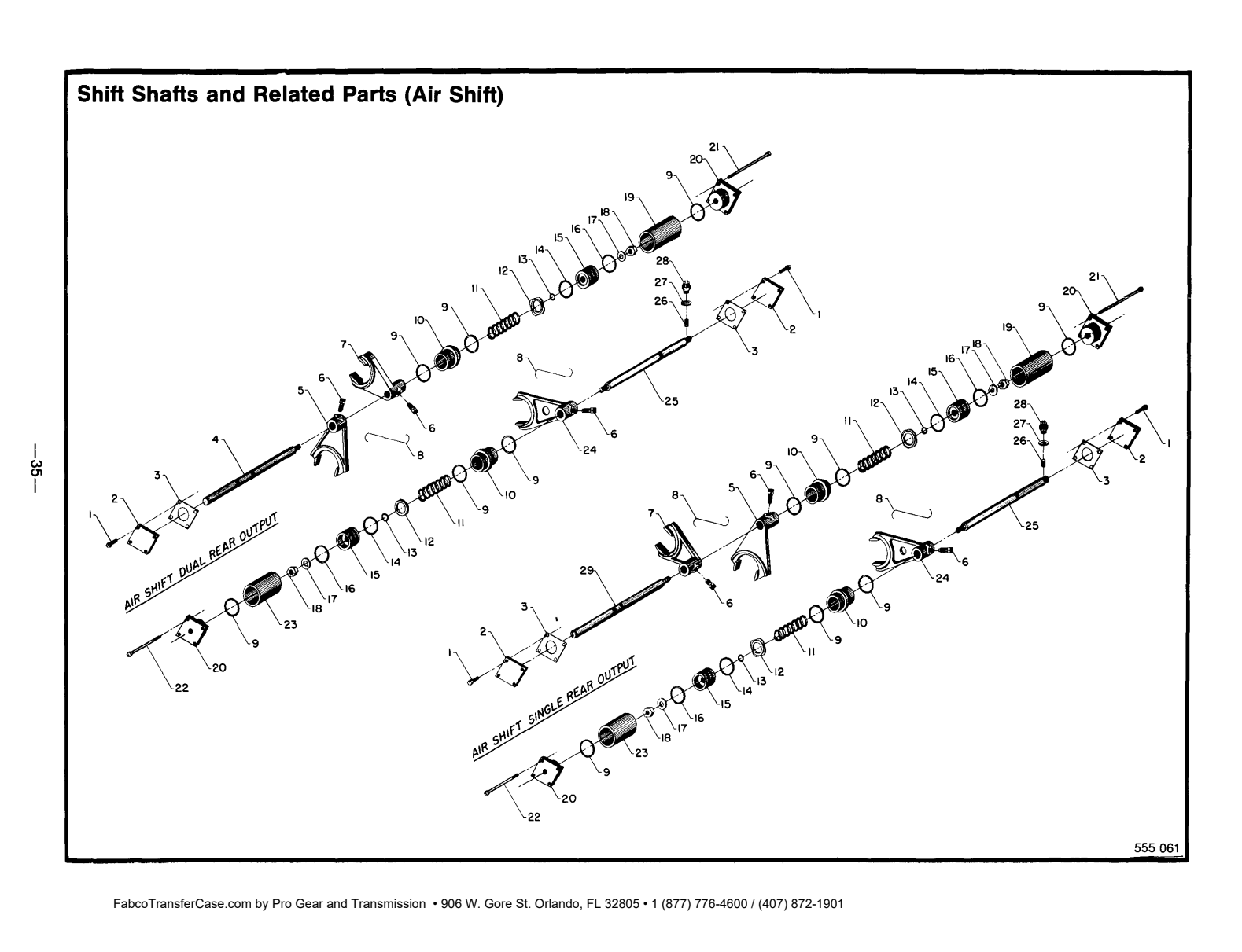 Diagrama de despiece: Flechas de cambios y piezas relacionadas (cambio por aire), Fabco TC-33