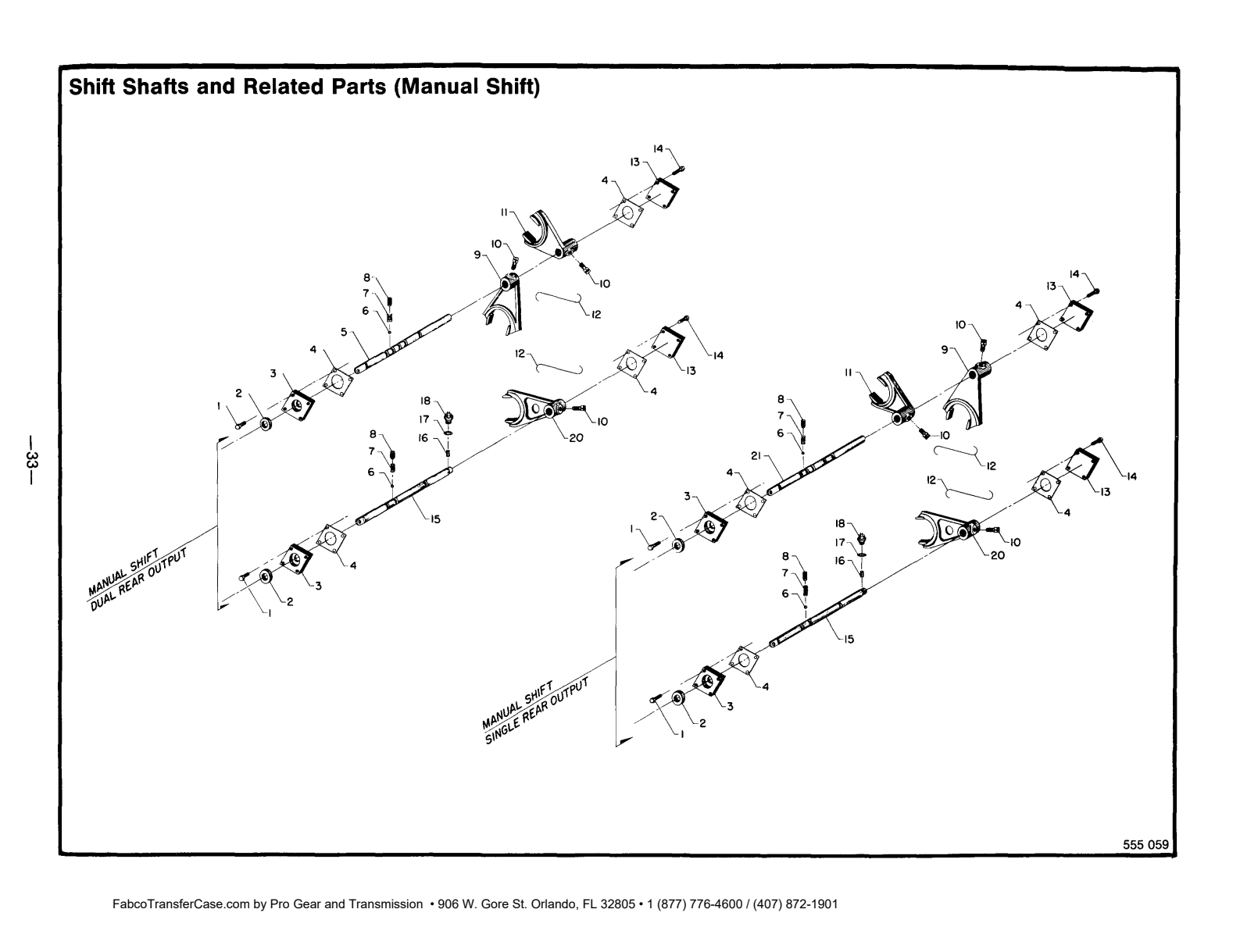 Diagrama de despiece: Flechas de cambios y piezas relacionadas (cambio manual), Fabco TC-33
