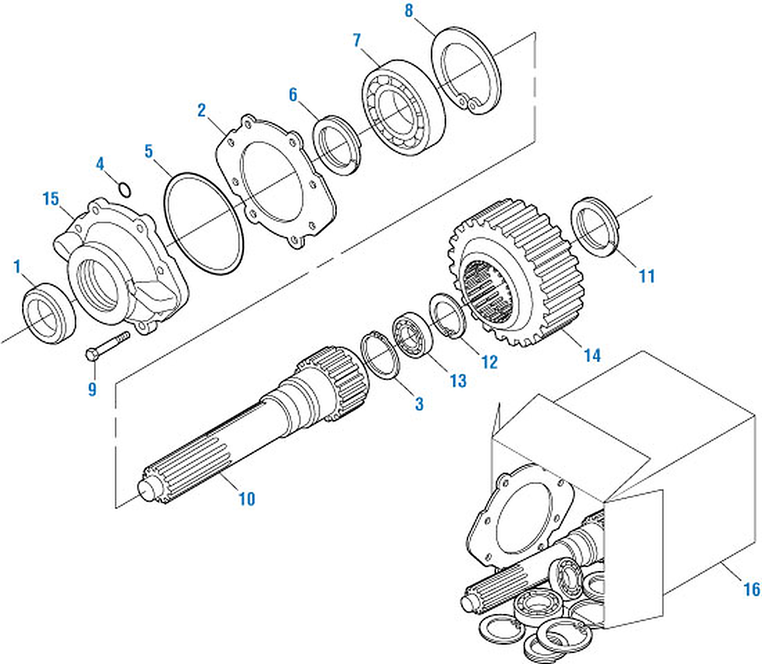 Mack T2050 Transmission Input Shaft Components exploded-view diagram
