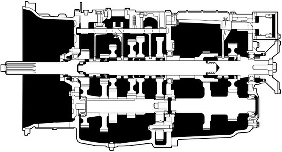 Diagrama de despiece: Kits de transmisión con carcasa auxiliar larga y palanca de cambios de montaje trasero, Mack T2070A / T2070C
