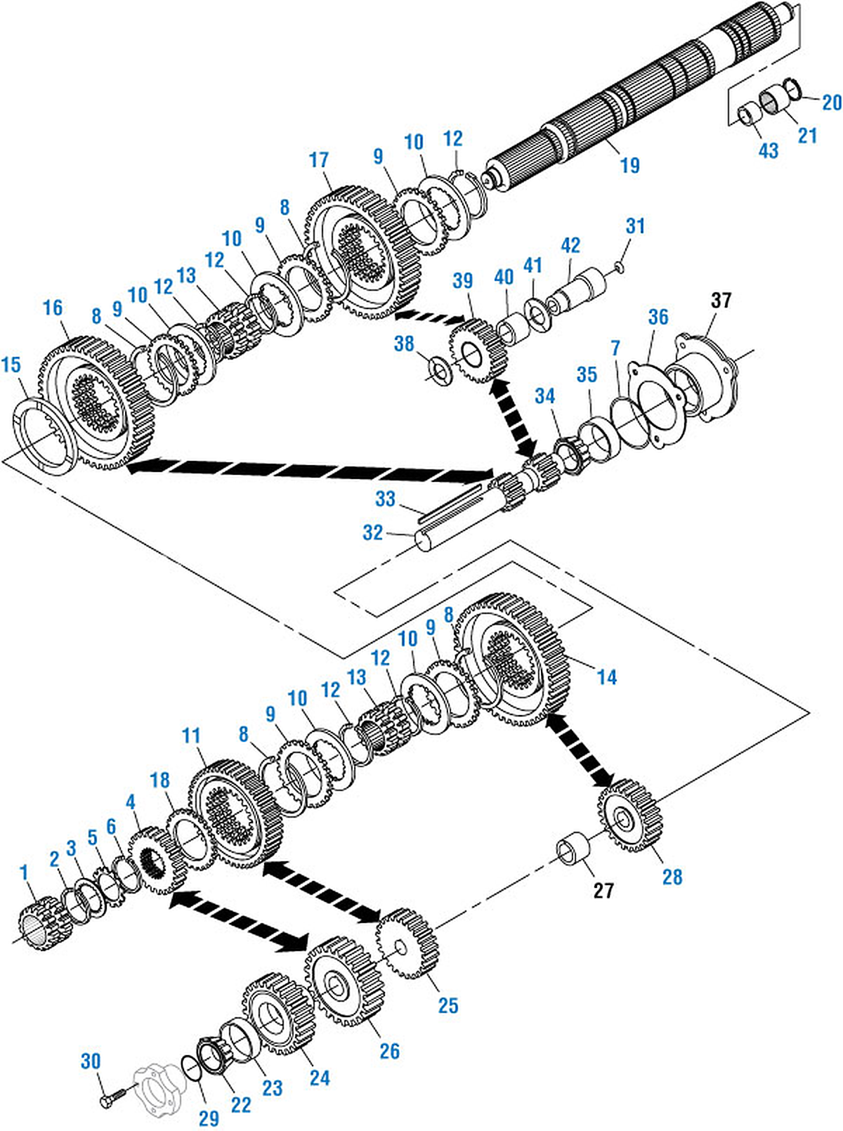 Diagrama de despiece: Componentes de la carcasa principal, Mack T2070A / T2070C