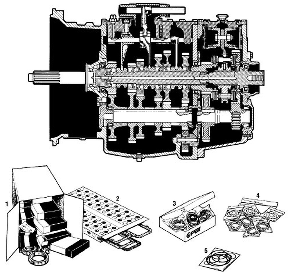 Mack T2080 / T2090 / T2100 Transmission 8/9/10 Speed Transmission - Short Auxiliary Case, Top Mount exploded-view diagram