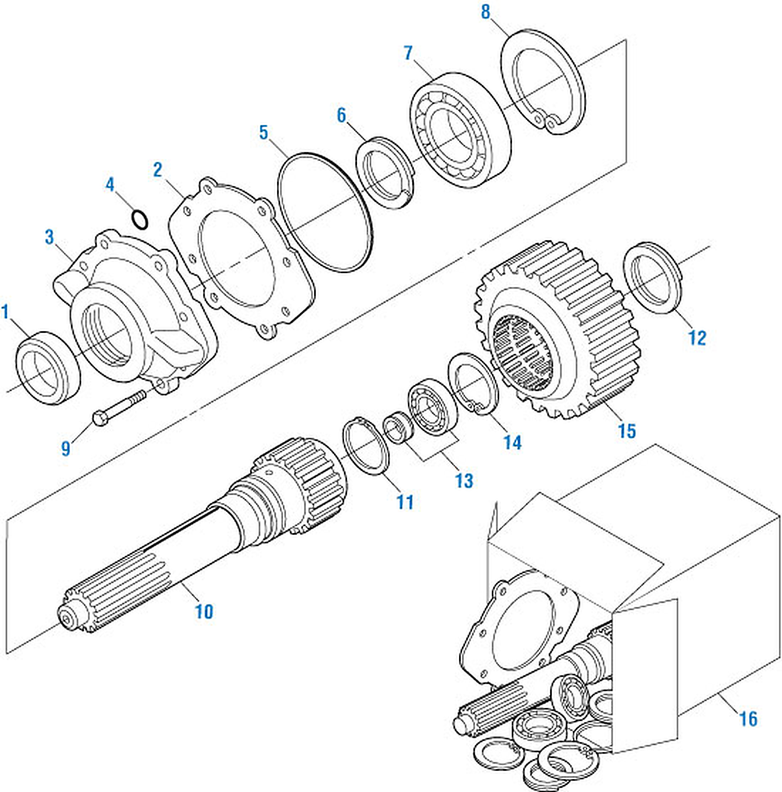 Mack T2110B / T2110D Transmission Input Shaft Components exploded-view diagram