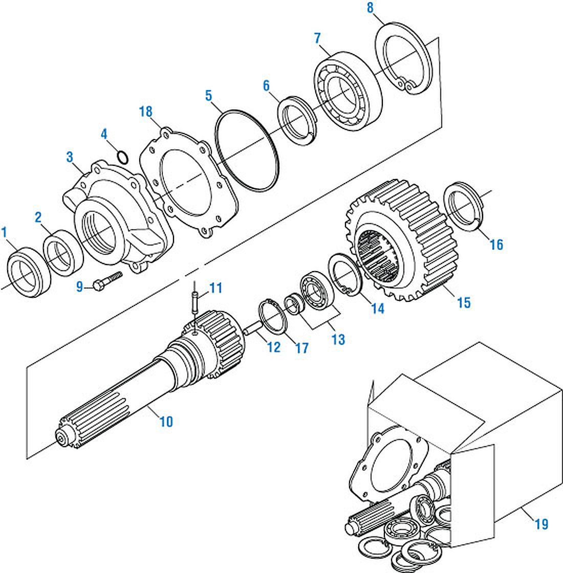 Mack T2130 / T2180 Transmission Input Shaft Components exploded-view diagram