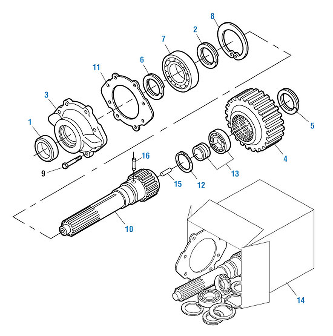 Mack T309L / T310 Transmission T309L and T310 - Input Shaft exploded-view diagram
