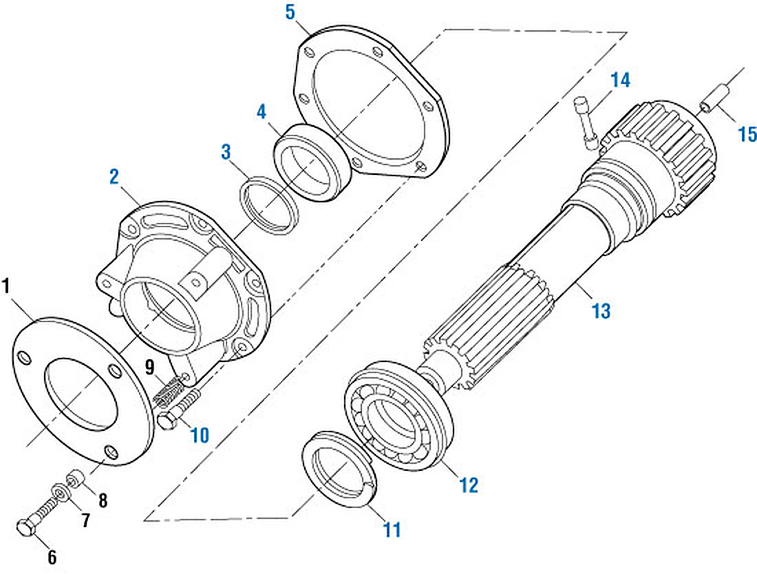 Diagrama de despiece: Componentes de la flecha de entrada, Mack TRDL / TRDLG 107 / 1070