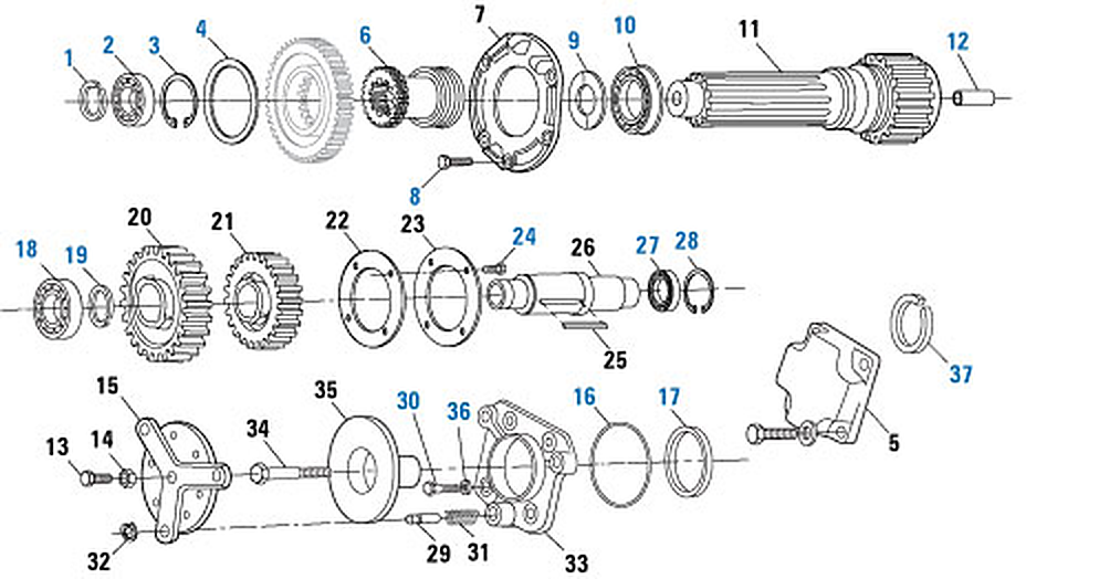 Diagrama de despiece: Componentes de la carcasa compuesta, Mack TRDXL-107