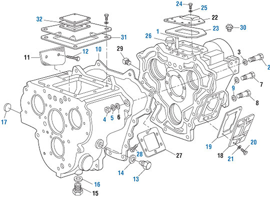 Mack TRL-107 Transmission Main and Rear Case Assembly exploded-view diagram