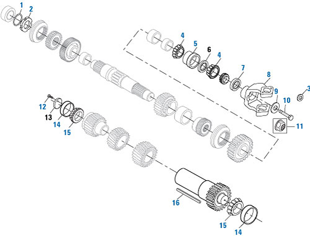 Mack TRQ-7220 Transmission Rear Case Components exploded-view diagram