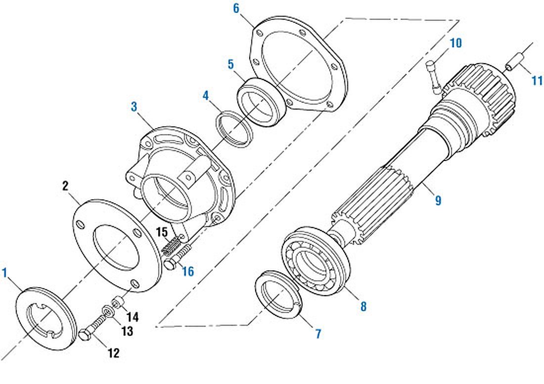 Mack TRTXL-107 / 1070 Transmission Input Shaft Components exploded-view diagram