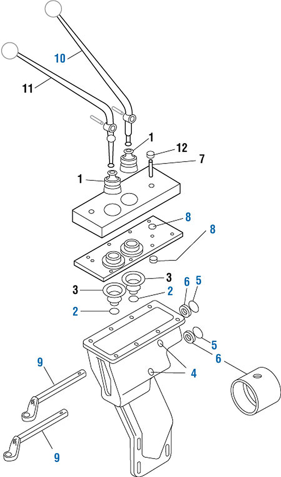 Mack TRTXL-107 / 1070 Transmission Remote Shifter exploded-view diagram