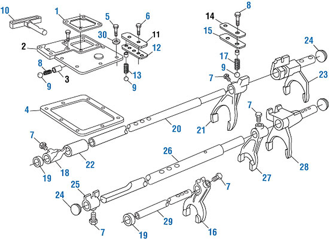 Mack TRXL-107 Transmission Shifter Components exploded-view diagram