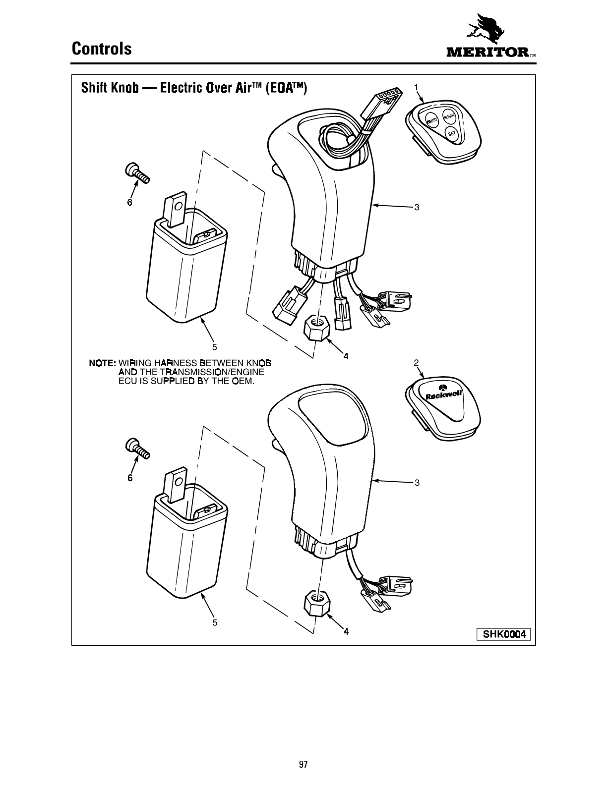 Meritor Transmission MERITOR-ROCKWELL-ZF-10-SPE Controls Shift Knob Electric Over Airtm (Eoatm), Available With Optional Shift-N-Cruisetm exploded-view diagram