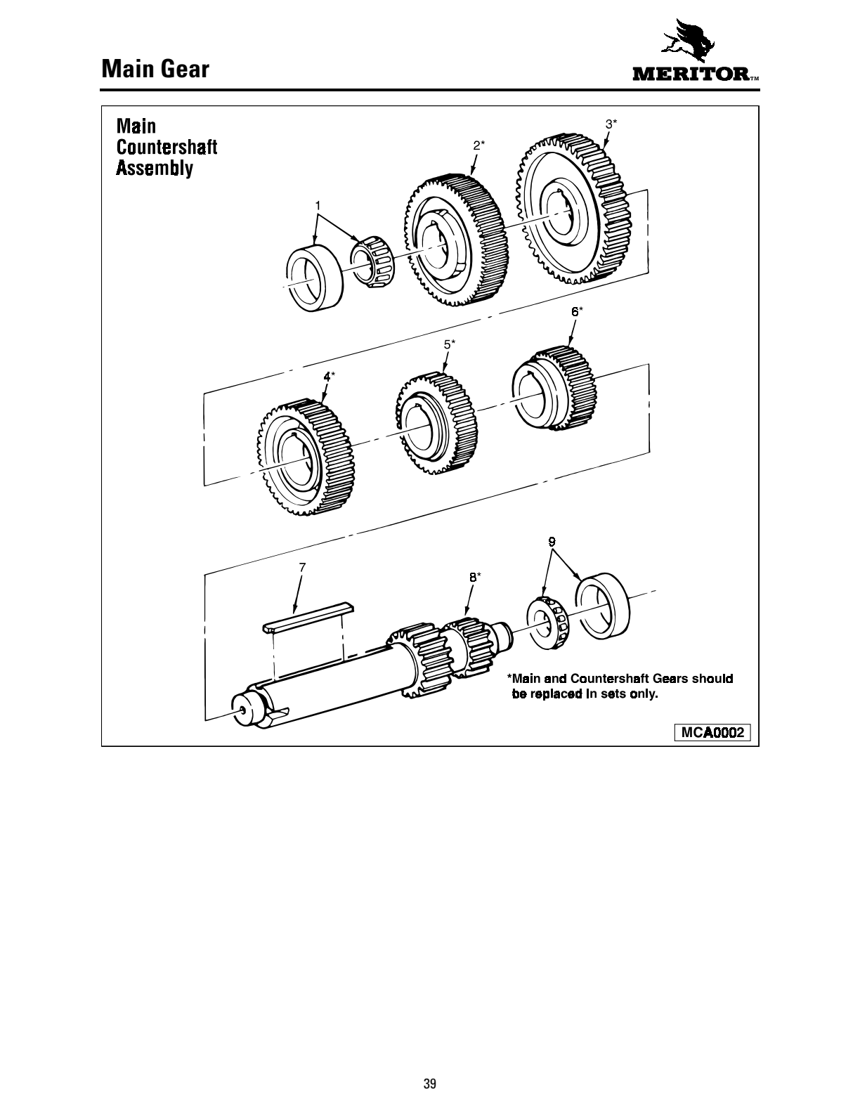 Meritor Transmission MERITOR-ROCKWELL-ZF-10-SPE Main Gear Main Countershaft Assembly 10-Speed Overdrive “C” Ratio exploded-view diagram