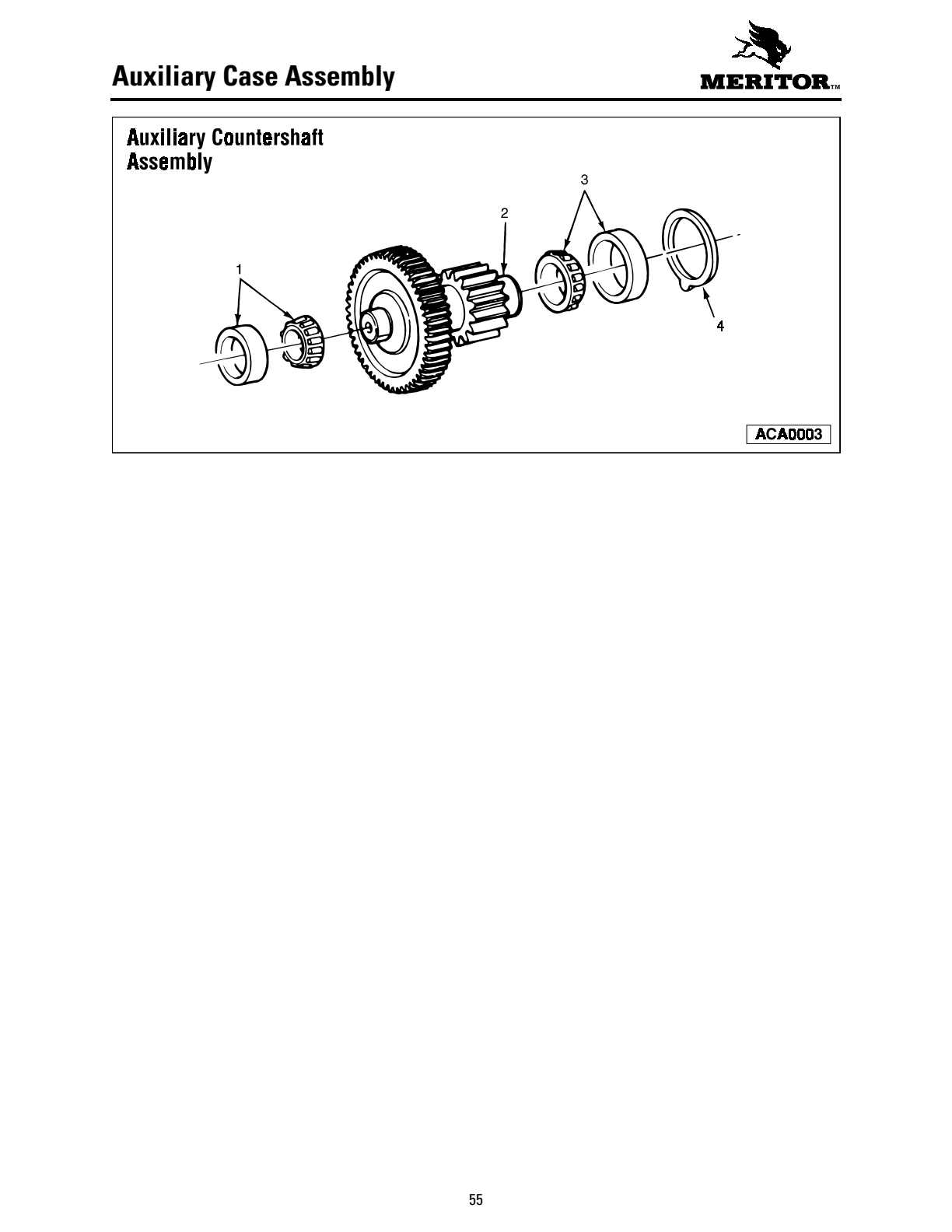 Meritor Transmission MERITOR-ROCKWELL-ZF-10-SPE Auxiliary Case Assembly exploded-view diagram