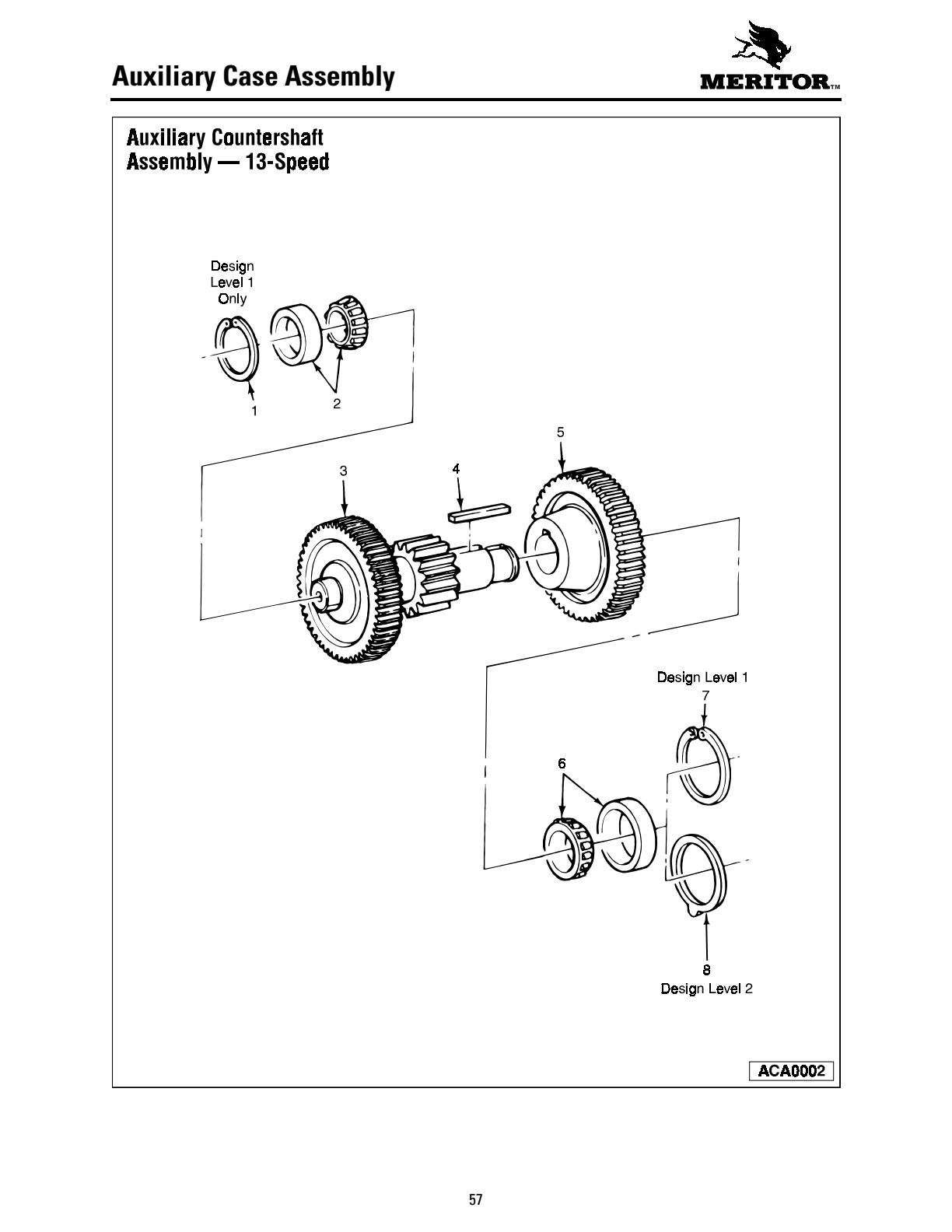 Meritor Transmission MERITOR-ROCKWELL-ZF-10-SPE Auxiliary Case Assembly exploded-view diagram