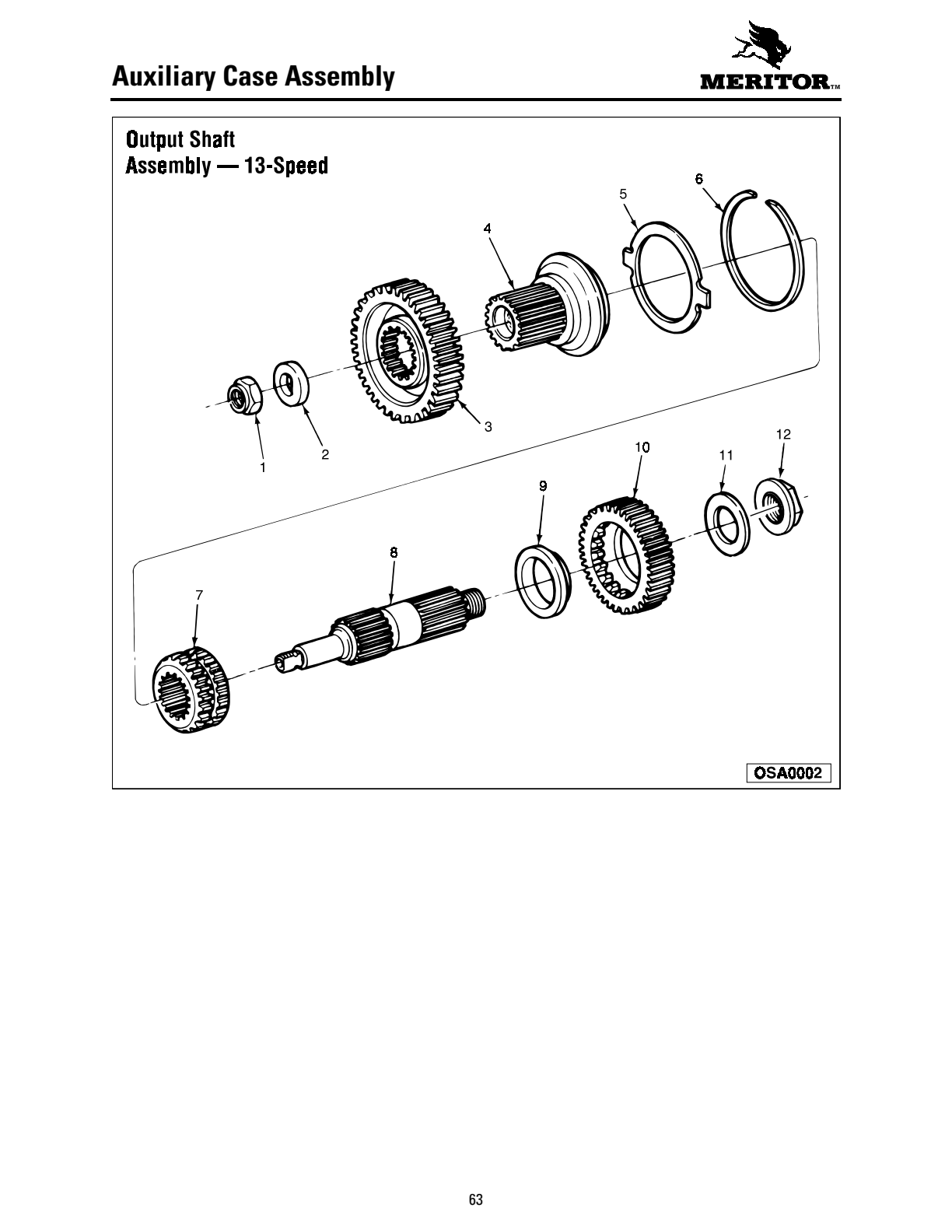 Meritor Transmission MERITOR-ROCKWELL-ZF-10-SPE Auxiliary Case Assembly exploded-view diagram