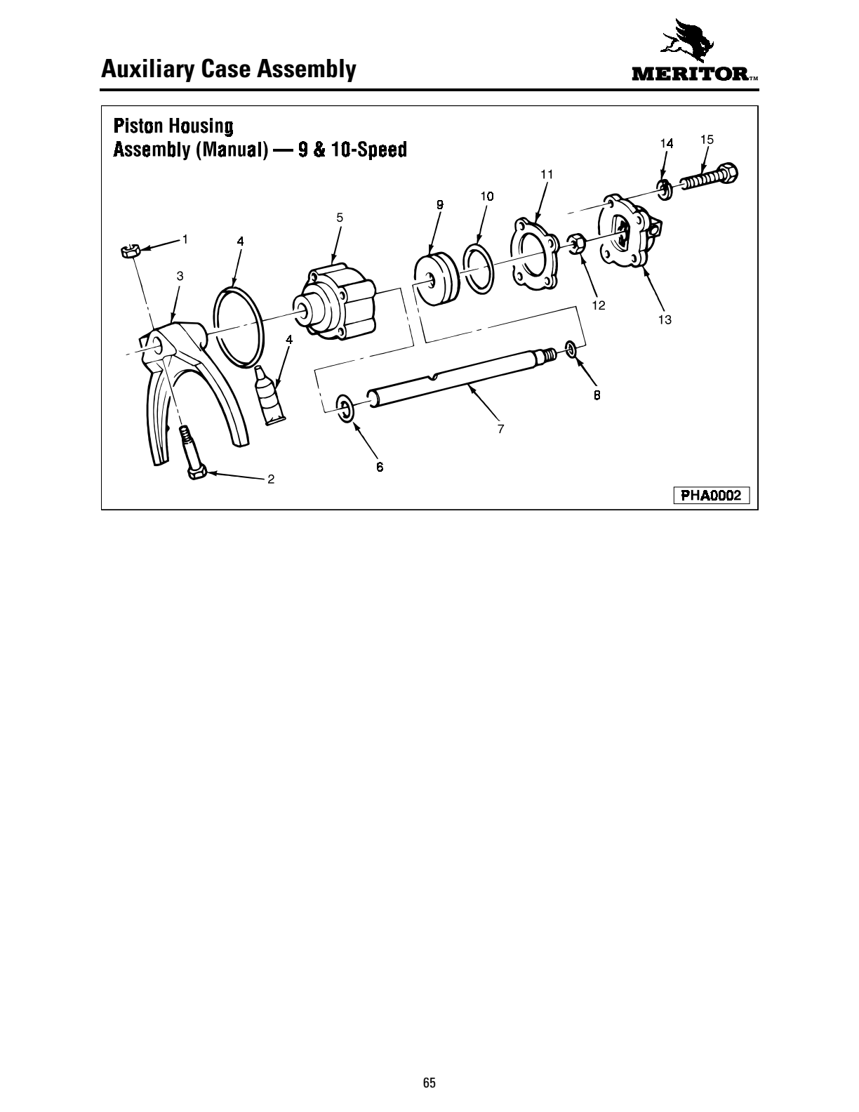 Meritor Transmission MERITOR-ROCKWELL-ZF-10-SPE Auxiliary Case Assembly exploded-view diagram