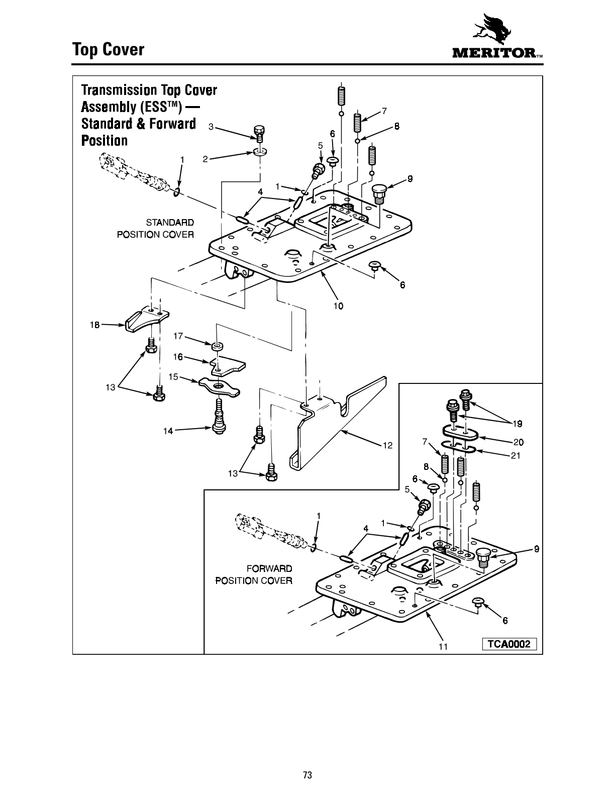 Meritor Transmission MERITOR-ROCKWELL-ZF-10-SPE Top Cover exploded-view diagram