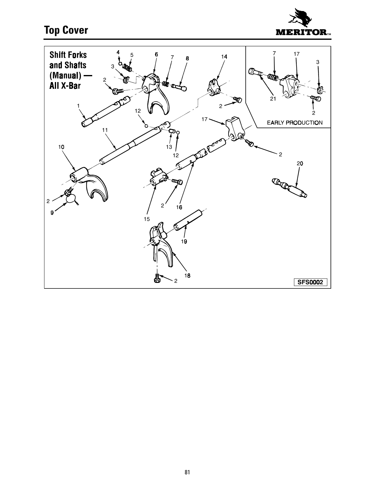 Meritor Transmission MERITOR-ROCKWELL-ZF-10-SPE Top Cover exploded-view diagram