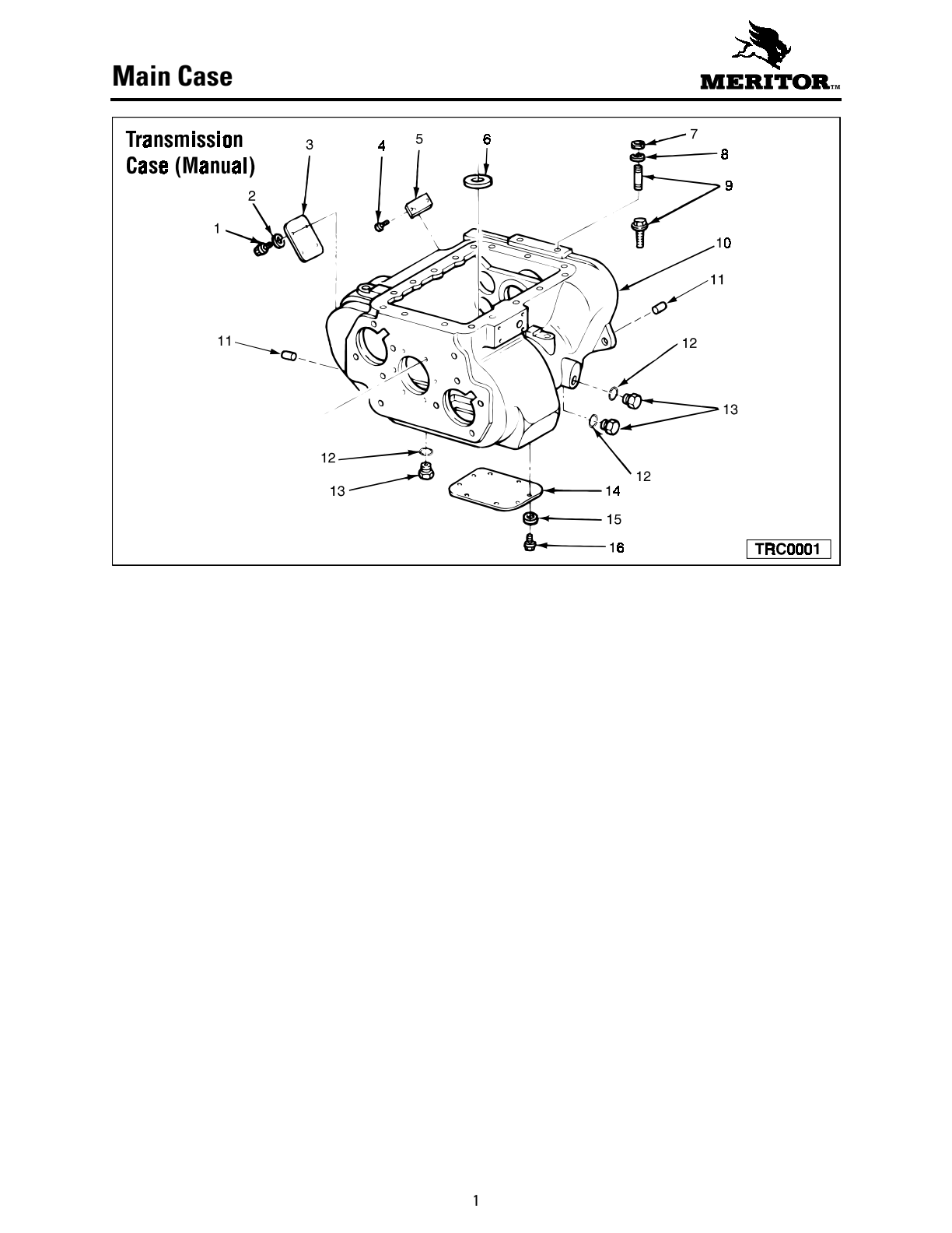 Meritor Transmission MERITOR-ROCKWELL-ZF-10-SPE Main Case exploded-view diagram