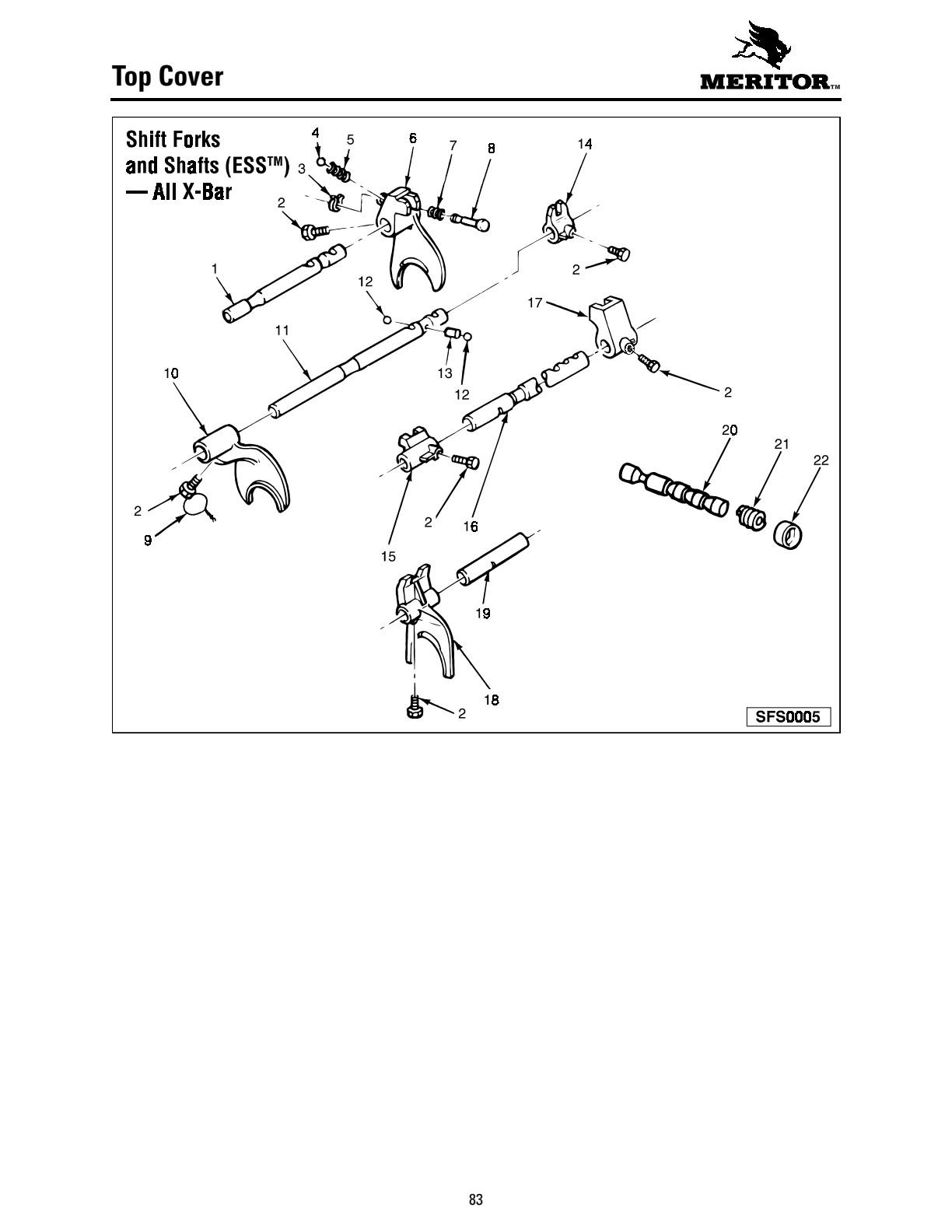 Meritor Transmission MERITOR-ROCKWELL-ZF-10-SPE Top Cover exploded-view diagram