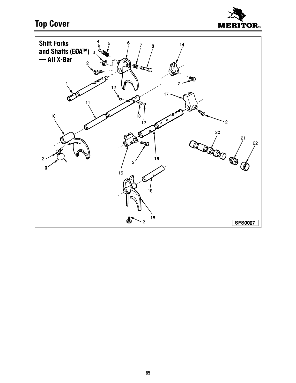 Meritor Transmission MERITOR-ROCKWELL-ZF-10-SPE Top Cover exploded-view diagram