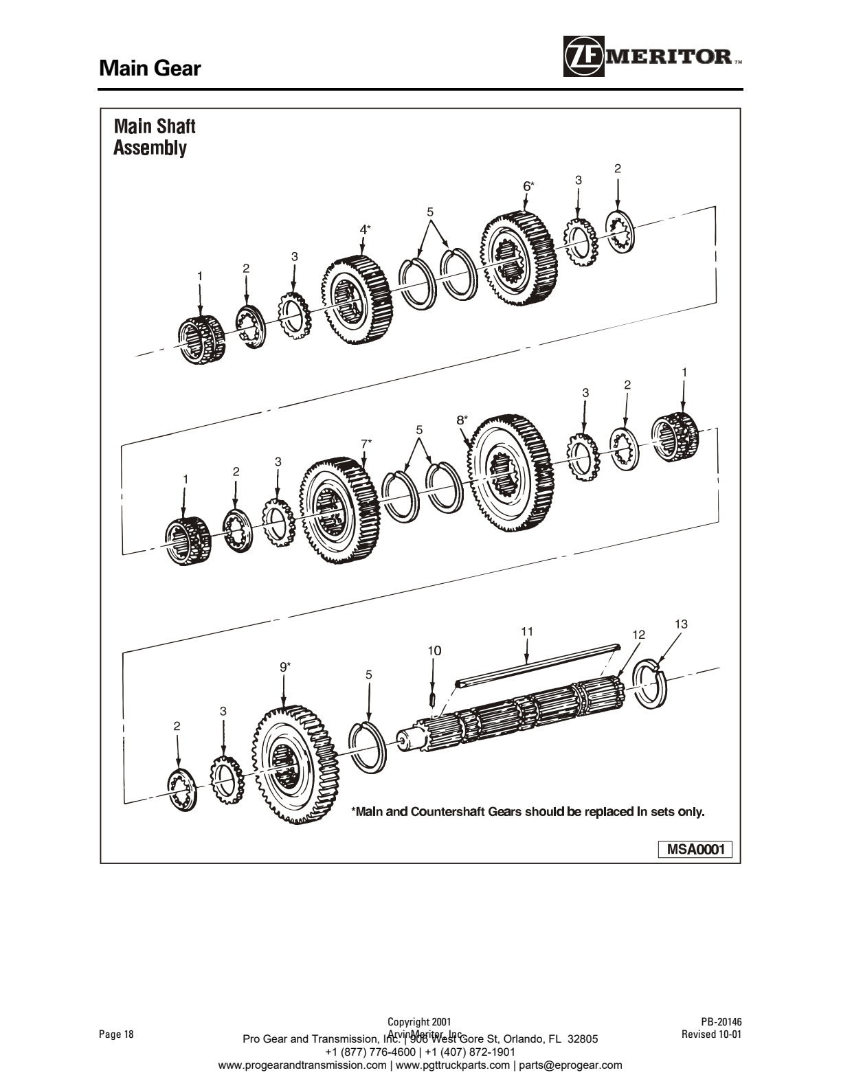 Meritor Transmission ROCKWELL-MERITOR-G-PLATFOR Main Gear exploded-view diagram