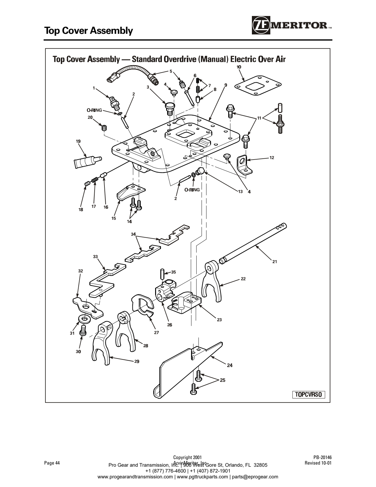 Meritor Transmission ROCKWELL-MERITOR-G-PLATFOR Top Cover Assembly exploded-view diagram
