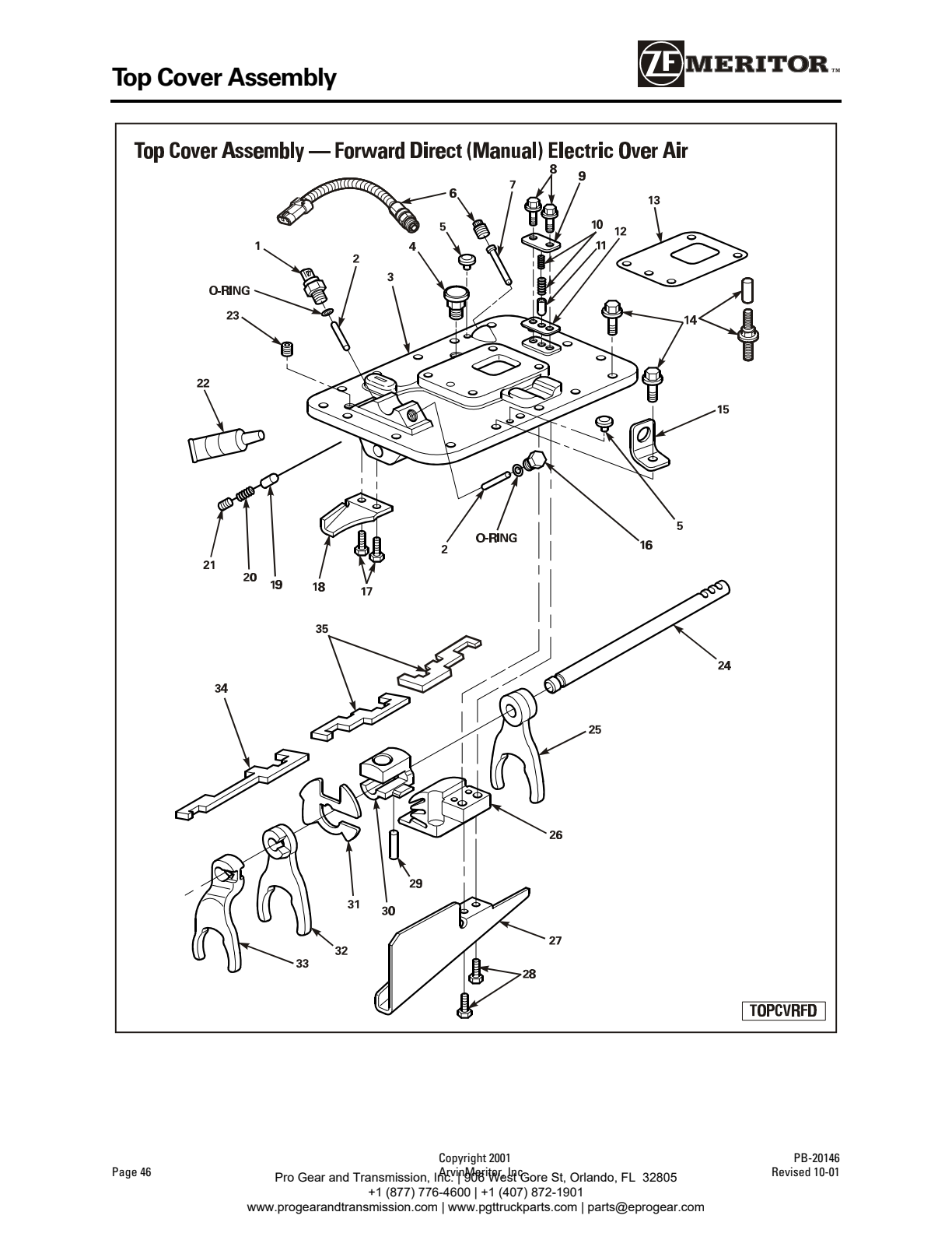 Meritor Transmission ROCKWELL-MERITOR-G-PLATFOR Top Cover Assembly exploded-view diagram