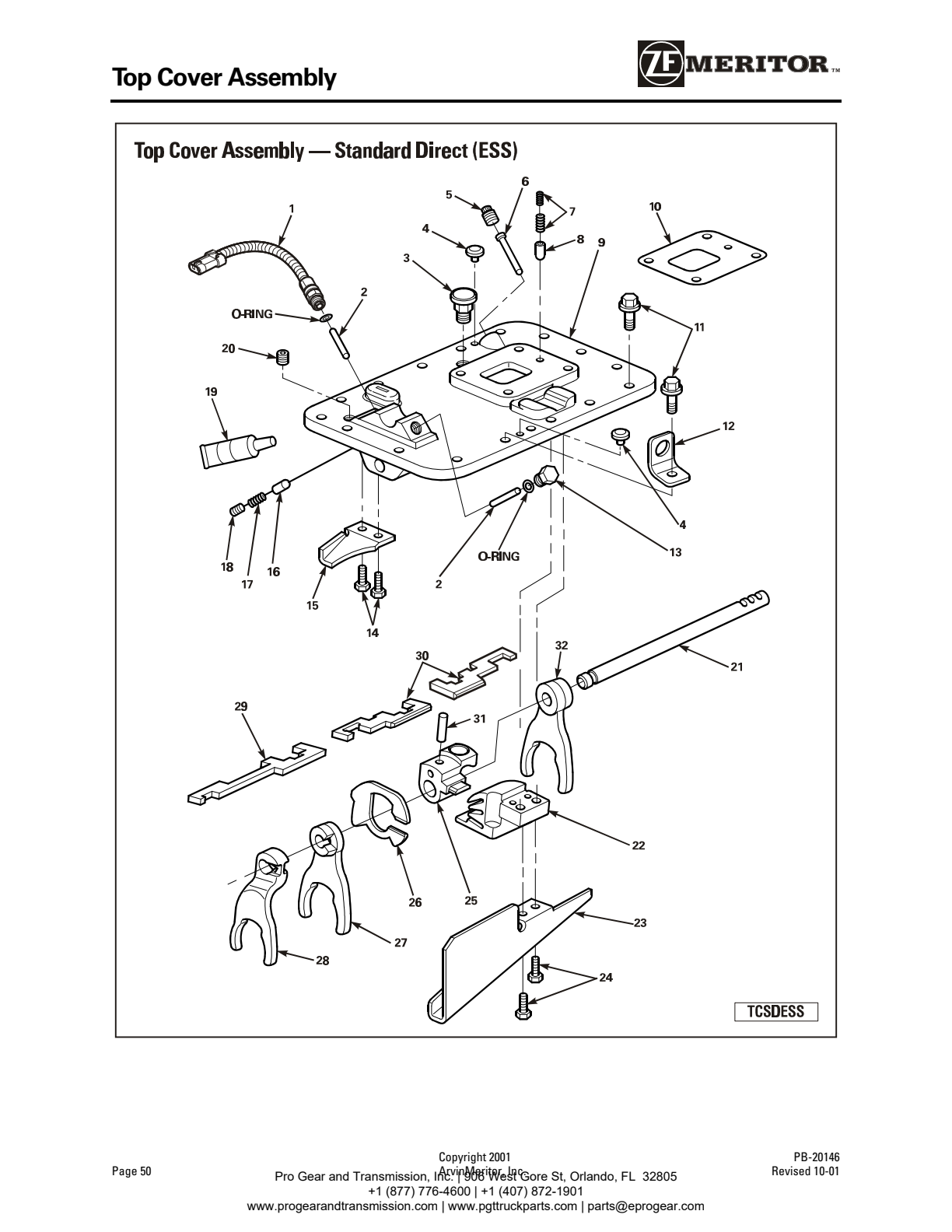 Meritor Transmission ROCKWELL-MERITOR-G-PLATFOR Top Cover Assembly exploded-view diagram