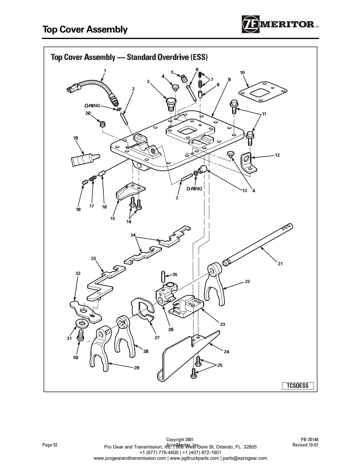 Meritor Transmission ROCKWELL-MERITOR-G-PLATFOR Top Cover Assembly exploded-view diagram