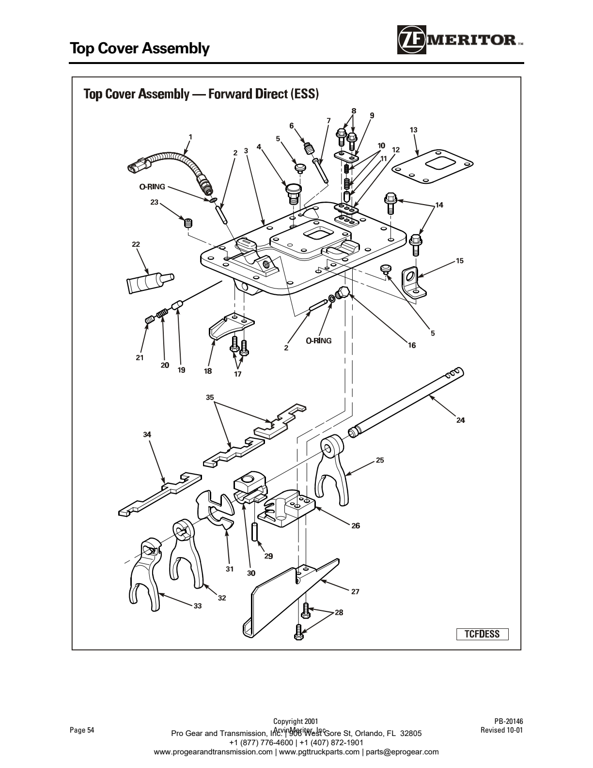 Meritor Transmission ROCKWELL-MERITOR-G-PLATFOR Top Cover Assembly exploded-view diagram
