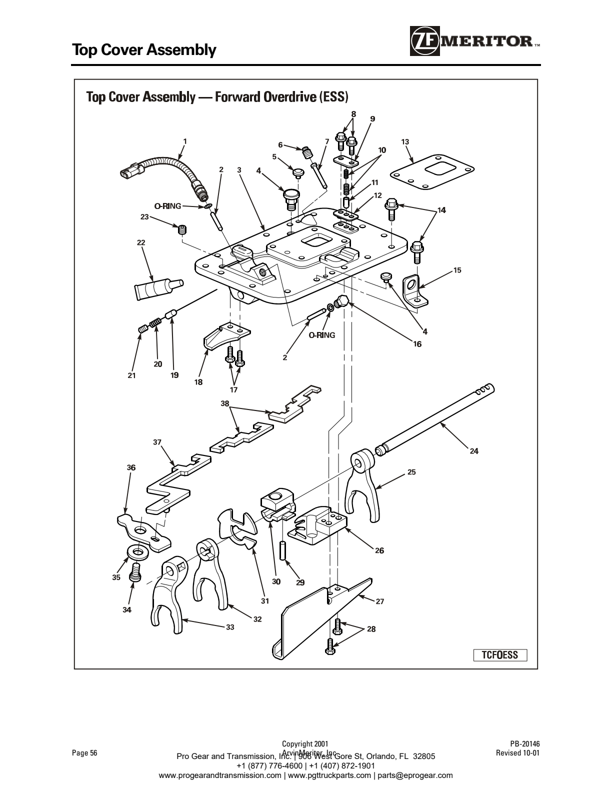 Meritor Transmission ROCKWELL-MERITOR-G-PLATFOR Top Cover Assembly exploded-view diagram