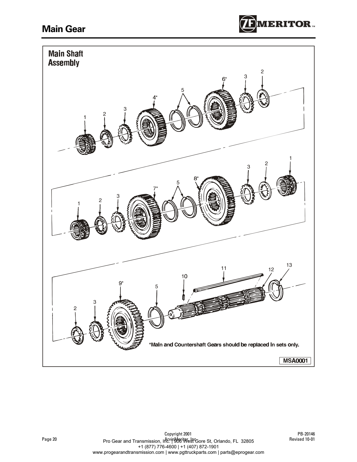 Meritor Transmission ROCKWELL-MERITOR-G-PLATFOR Main Gear exploded-view diagram