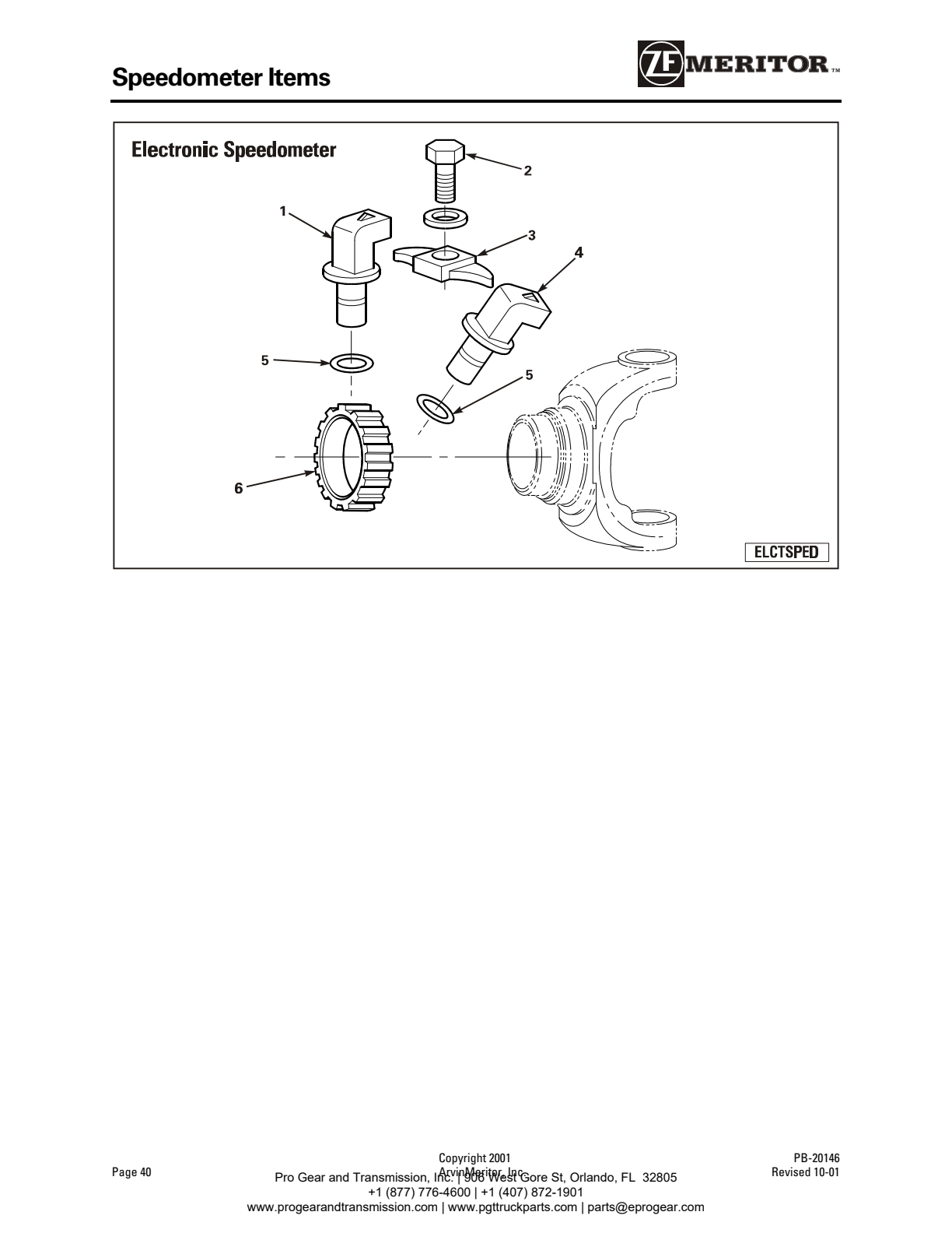 Meritor Transmission ROCKWELL-MERITOR-G-PLATFOR Speedometer Items exploded-view diagram