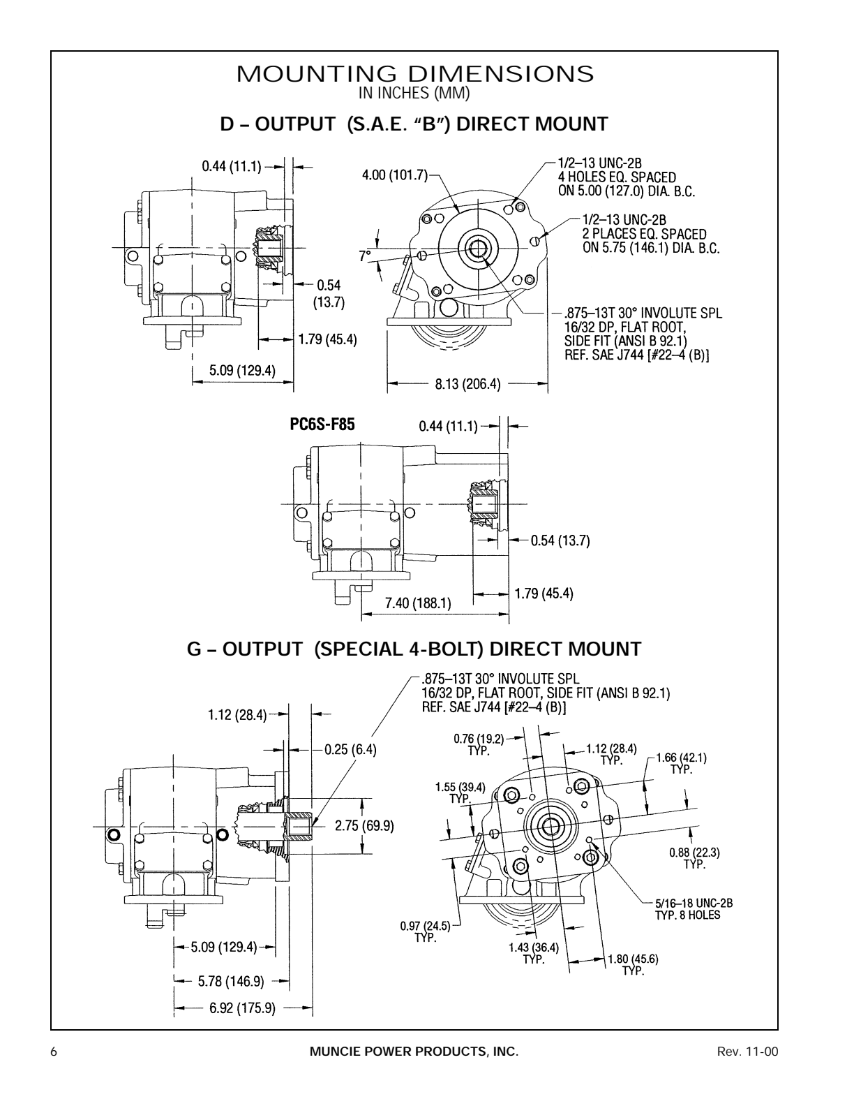 Muncie PTO PowerClutch Powerclutch Mounting Dimensions exploded-view diagram