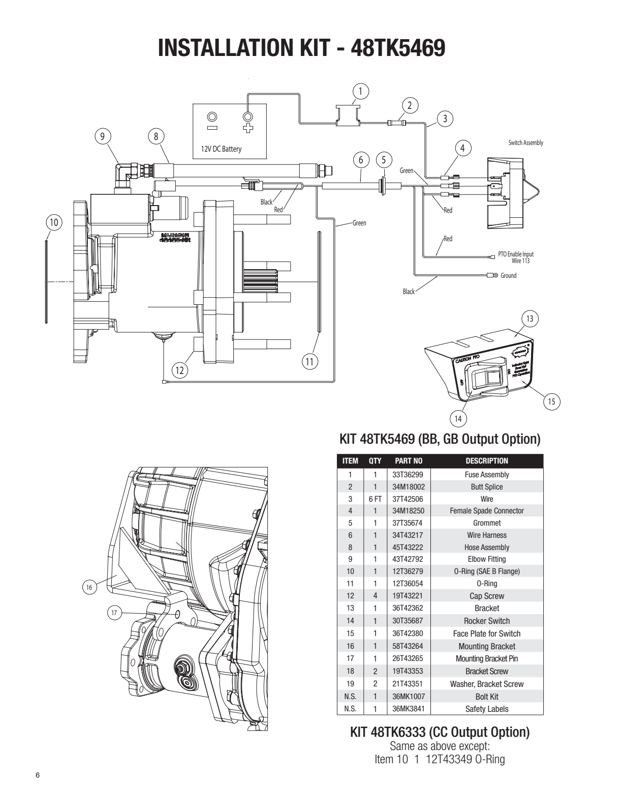 Diagrama despiezado: Kit de instalación - 48TK5469, la toma de fuerza Muncie RM