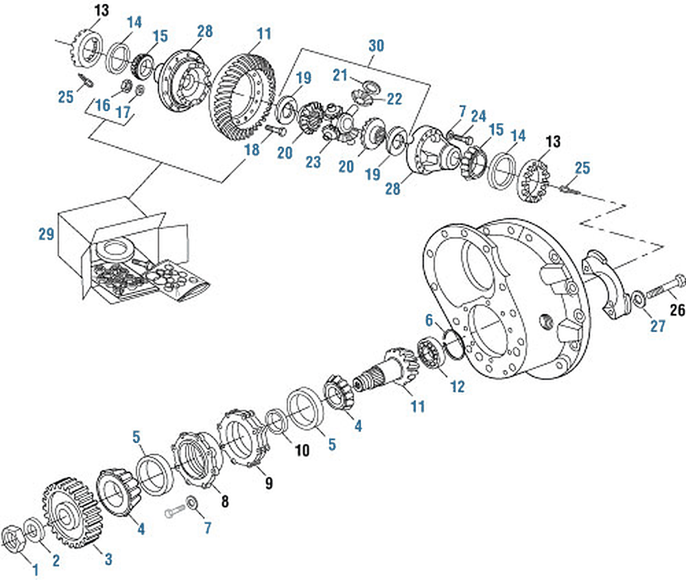 Meritor SQHP / SQ-100 Forward Differential Forward Differential (2) exploded-view diagram