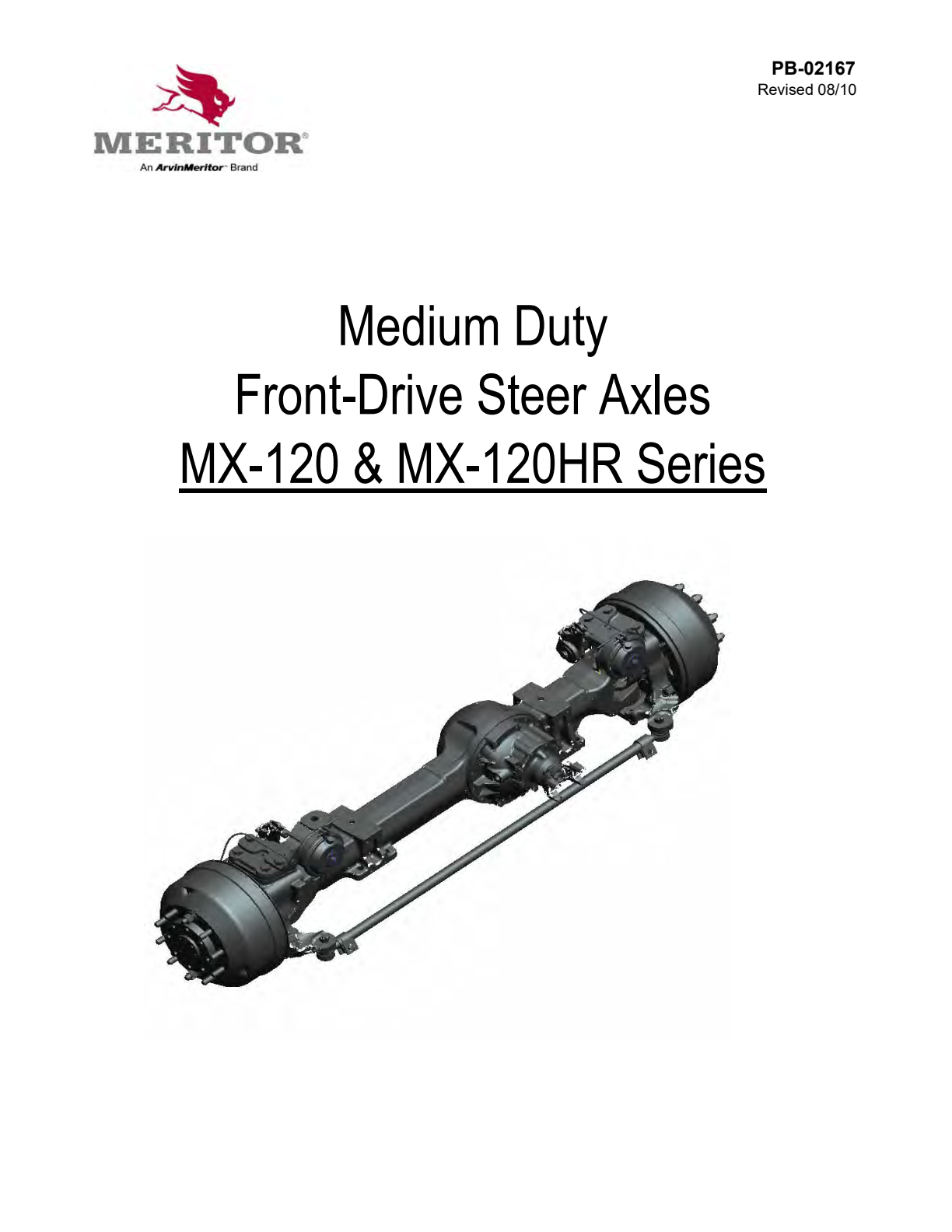 Meritor MX-120/MX-120HR Front Drive Steer Axle MX-120 and MX-120HR exploded-view diagram