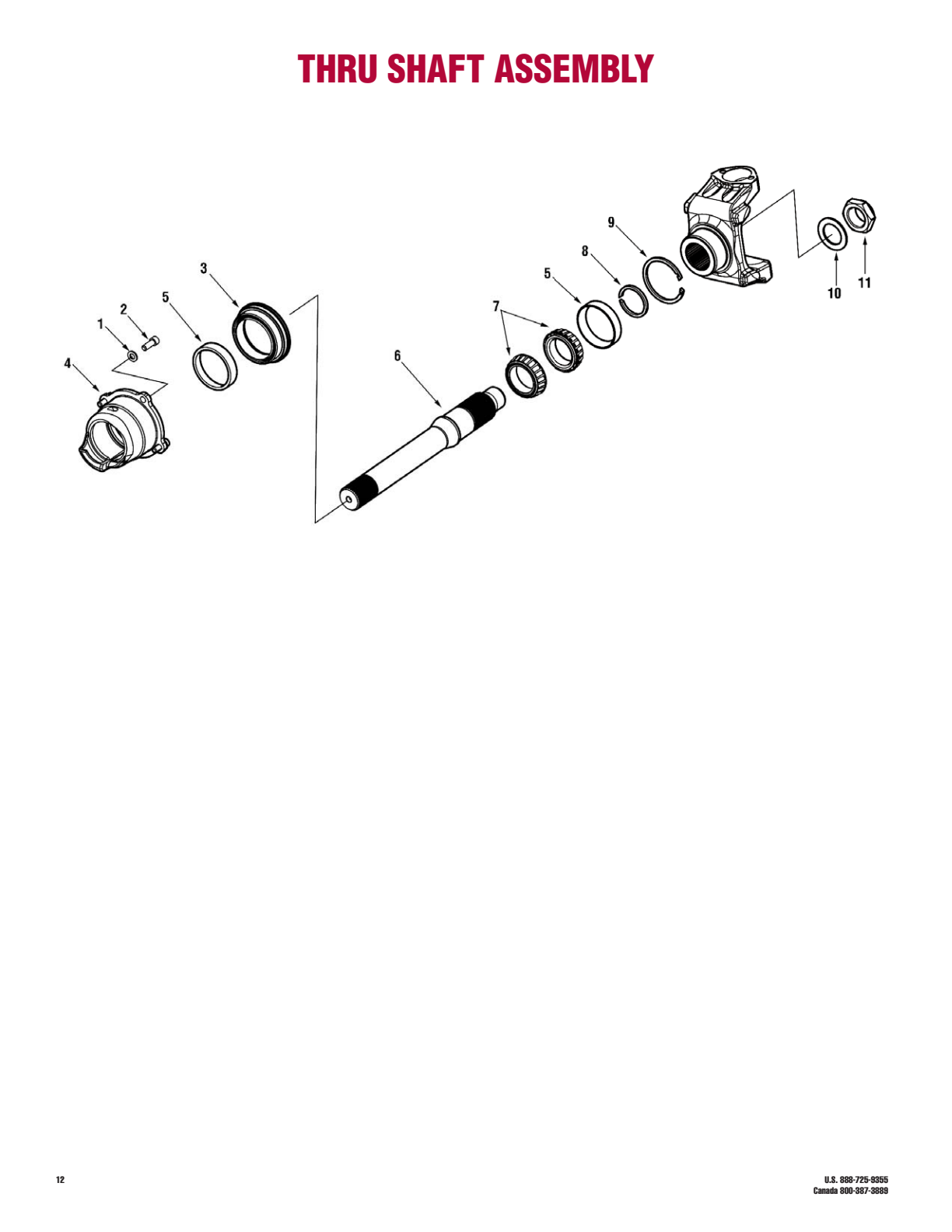 Meritor MD-20-14X Drive Axle Thru Shaft Assembly Components exploded-view diagram