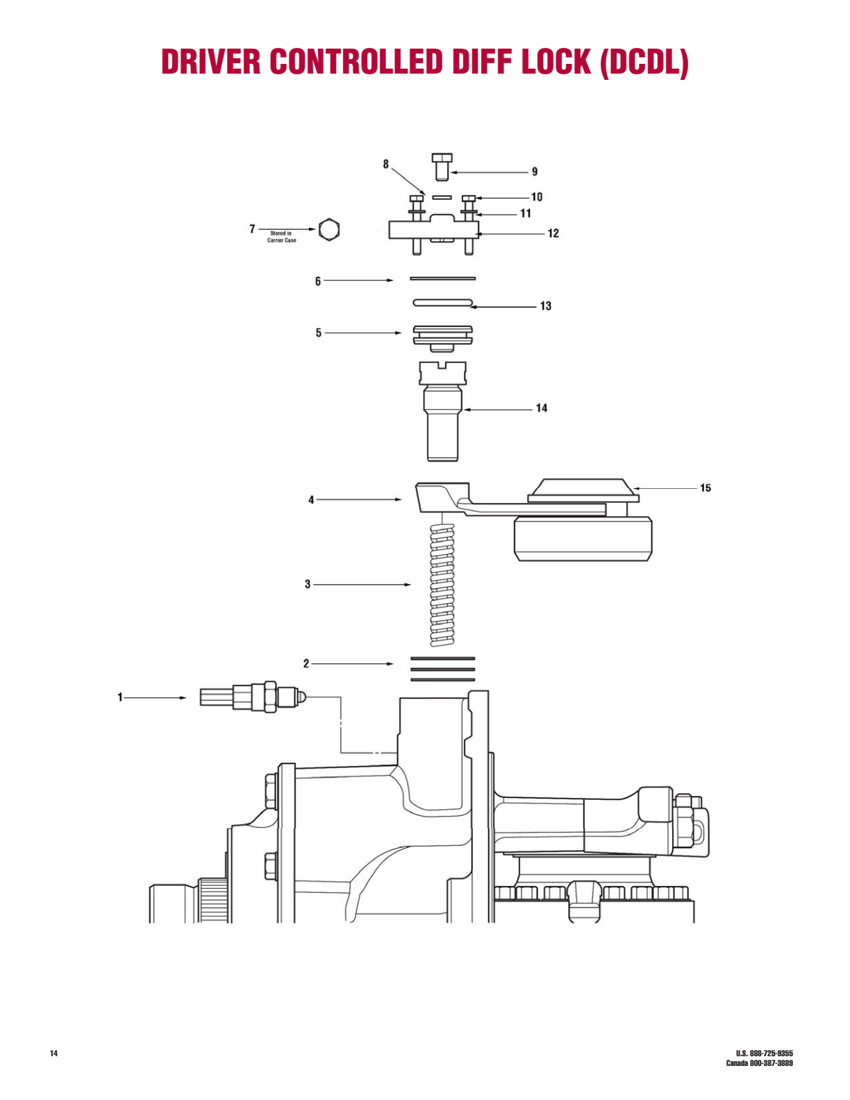 Meritor MD-20-14X Drive Axle Driver Controlled Diff Lock (DCDL) Components Complete Diff Lock KIT 4782 (bolted) exploded-view diagram