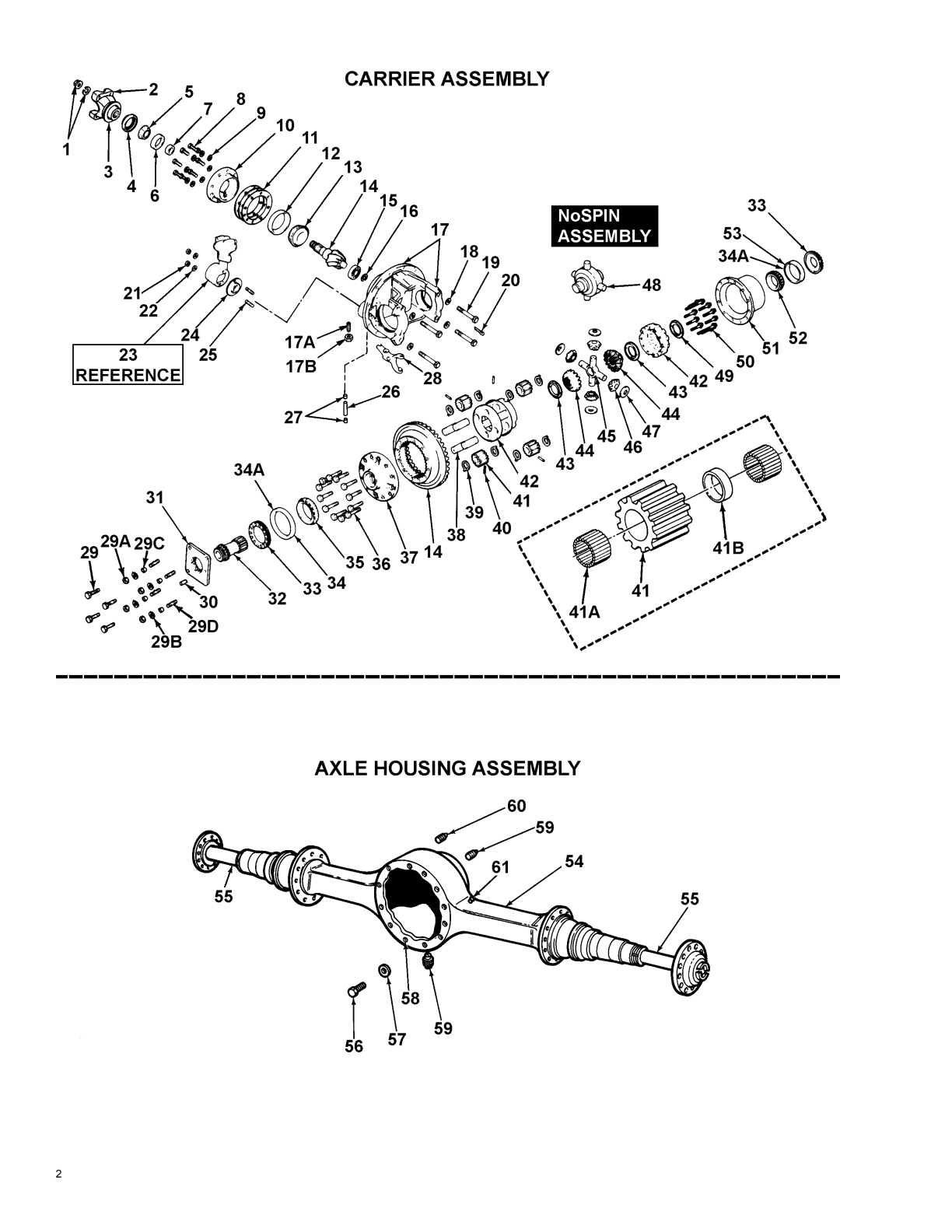 Meritor 210/220/230/240 2-Speed Axle Two Speed Axles exploded-view diagram