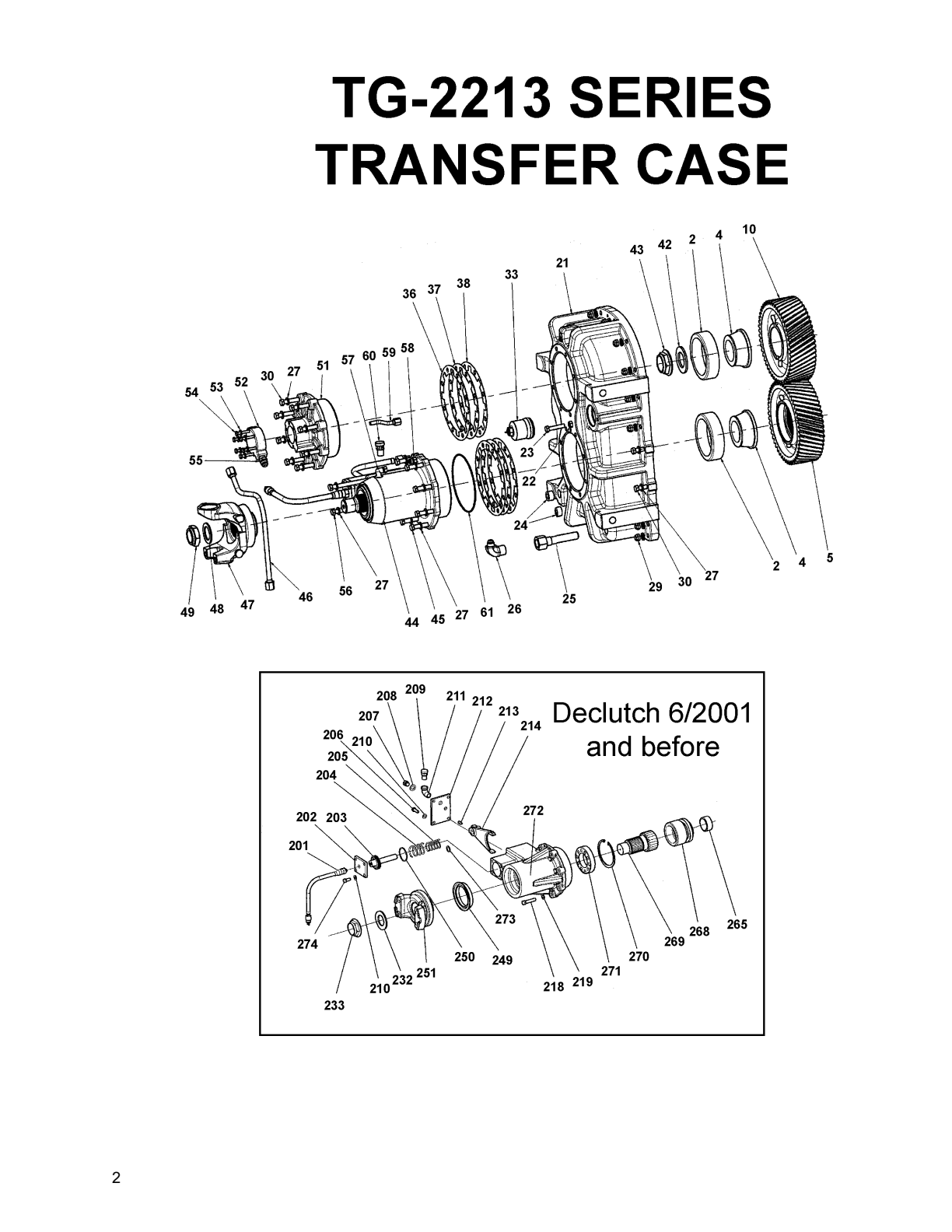 Meritor TG-2213 Transfer Case TG -2213 Transfer Case Parts List (refer to Exploded View) exploded-view diagram