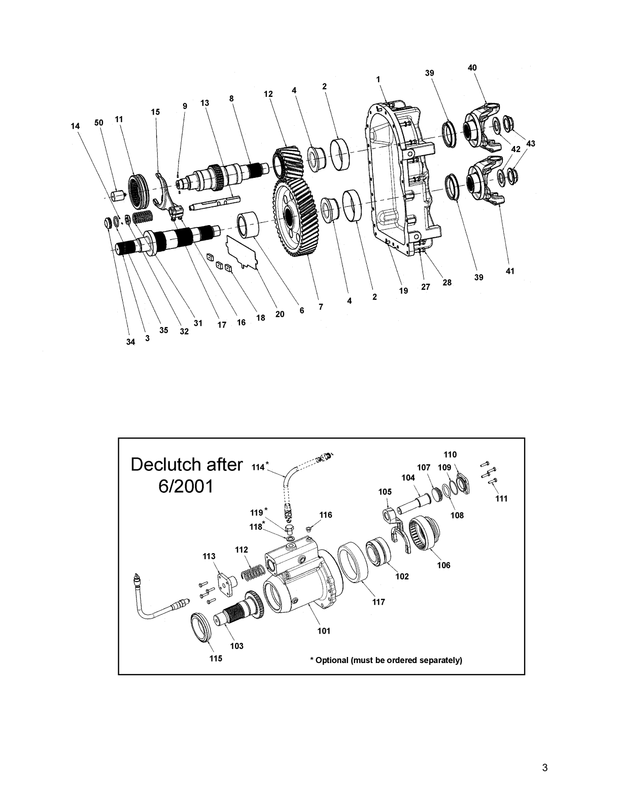 Meritor TG-2213 Transfer Case TG -2213 Transfer Case Parts List (refer to Exploded View) exploded-view diagram
