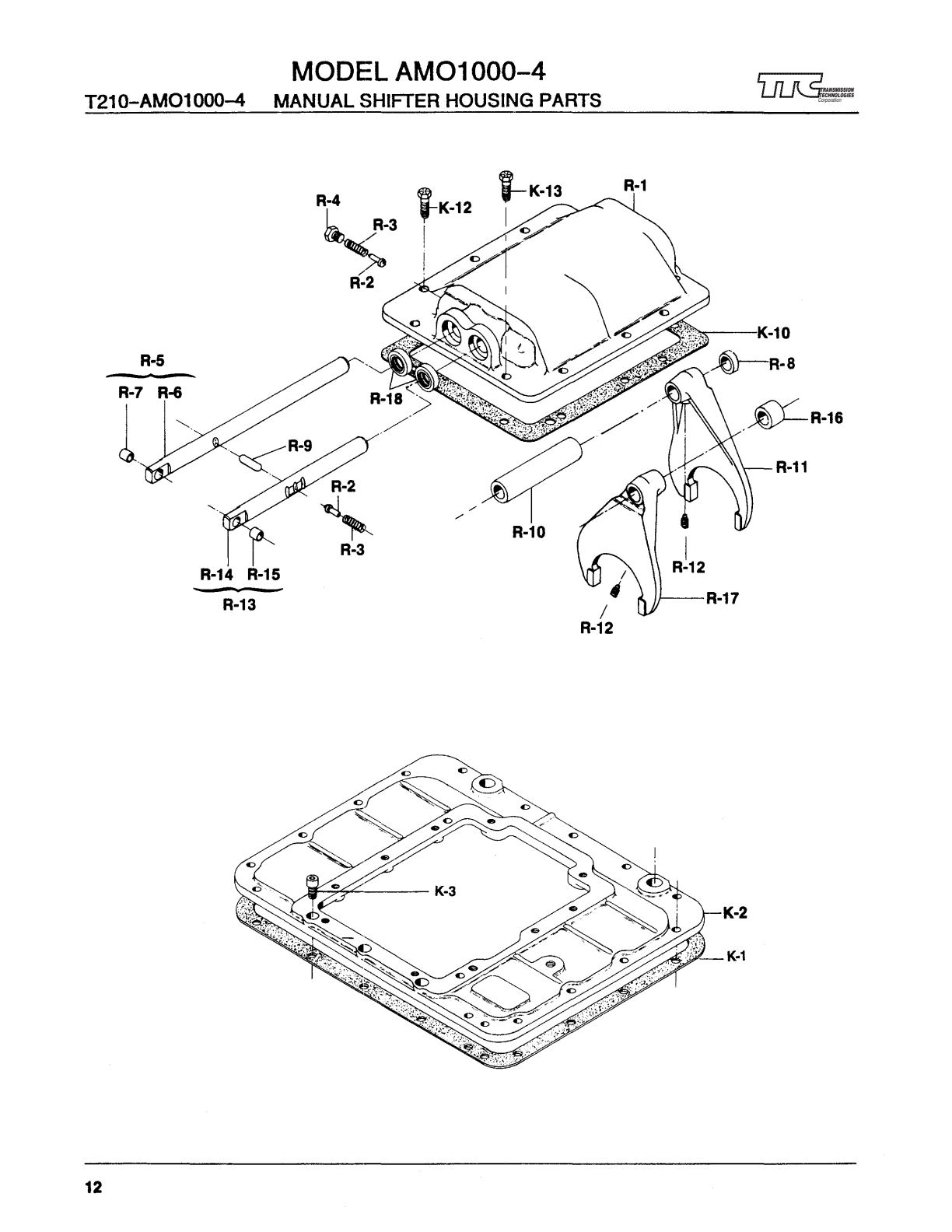 Spicer Transmission 1241-C Technologies Manual Shifter Housing Parts T21 O -AM01 000 -4 exploded-view diagram